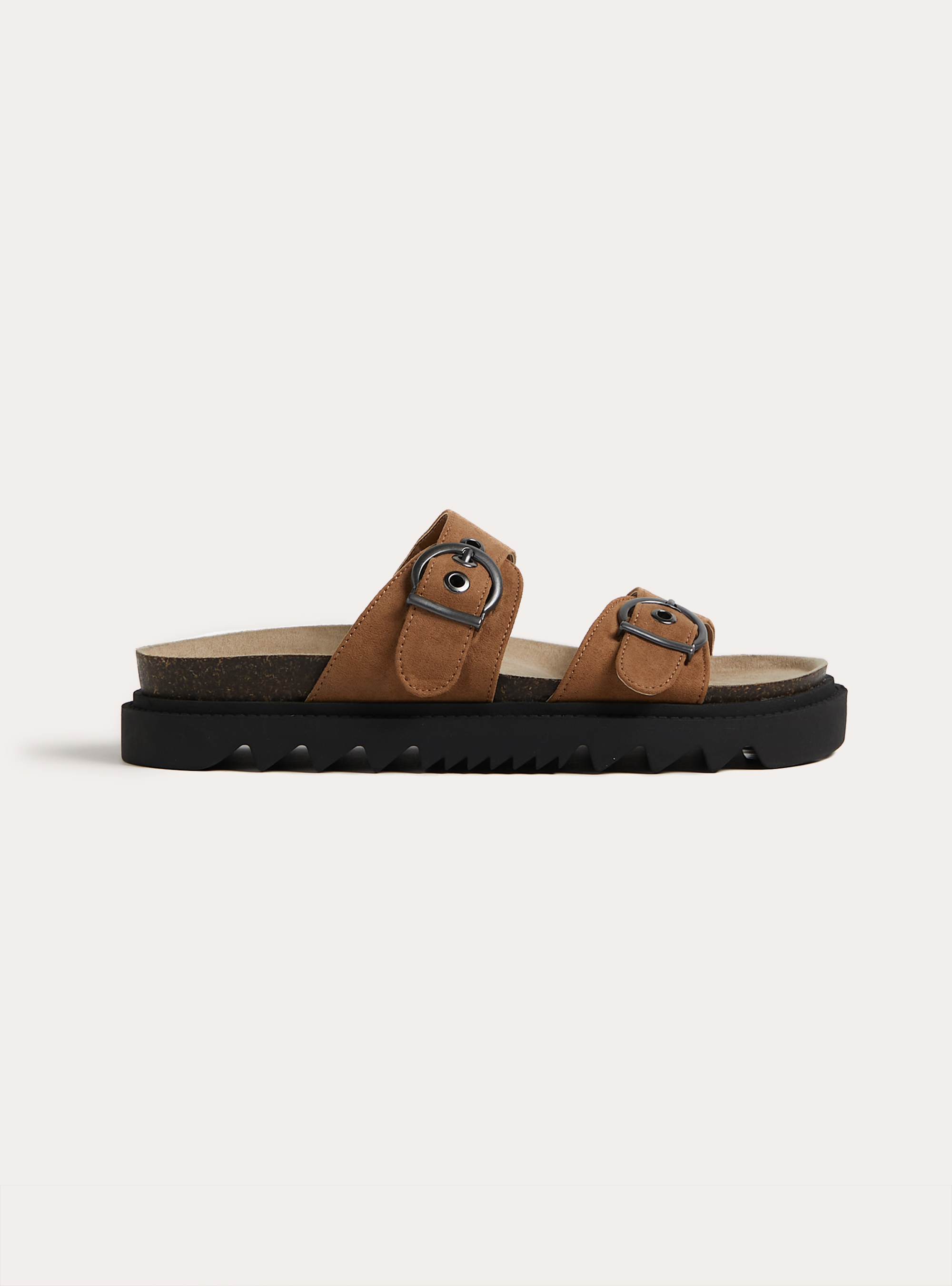 Molded Footbed Sandals with Buckles, BG2 BEIGE MEDIUM