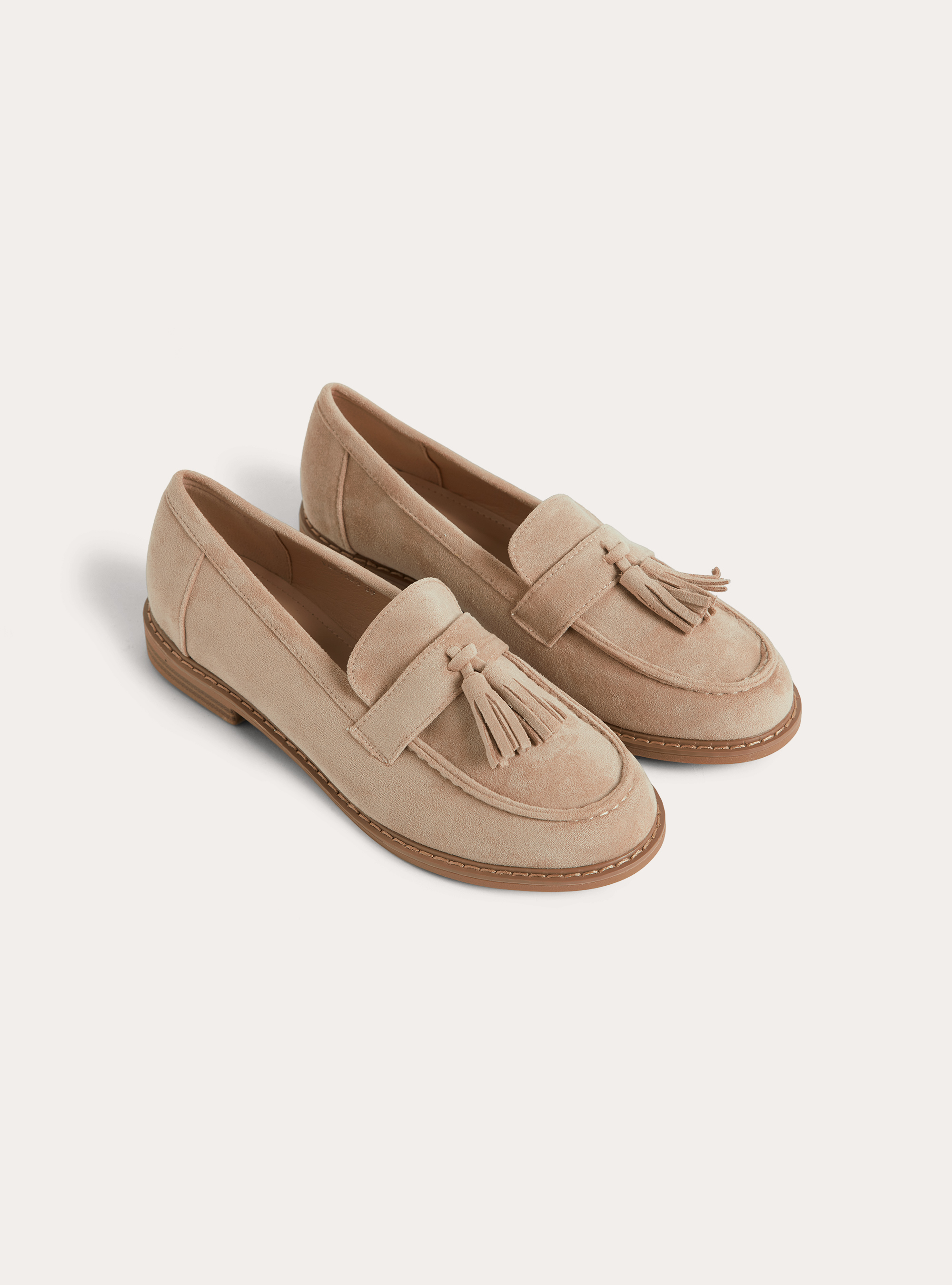 Suede loafers with tassels, BG3 BEIGE LIGHT