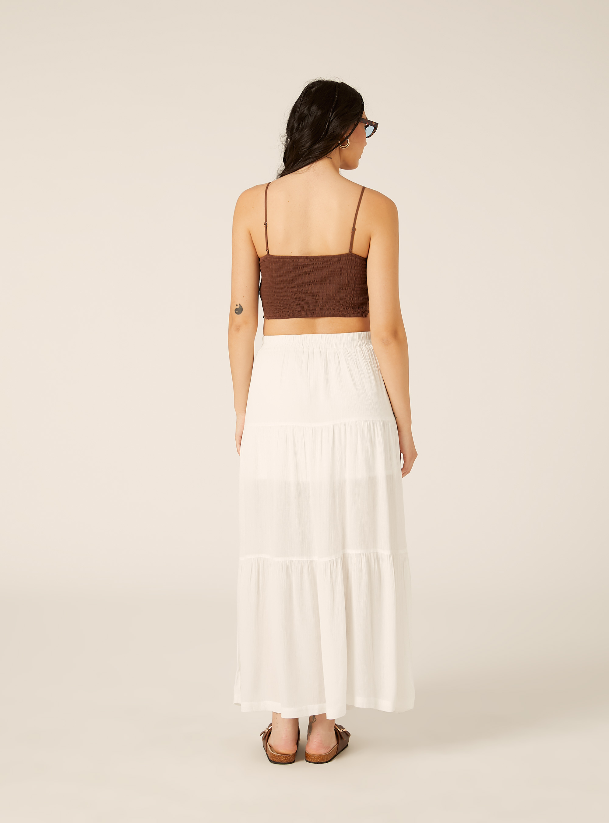 Jupe longue boh&egrave;me, WH2 WHITE