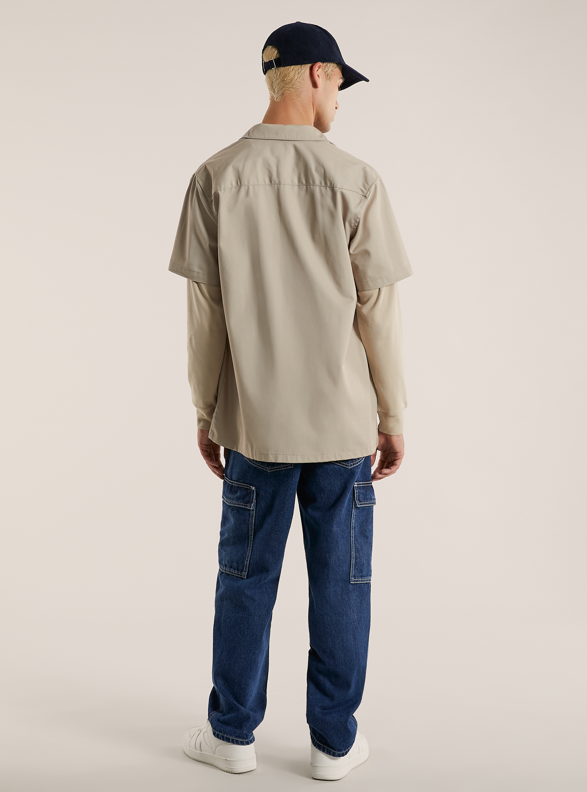 Chemise en serg&eacute; avec grandes poches, BG2 BEIGE MEDIUM