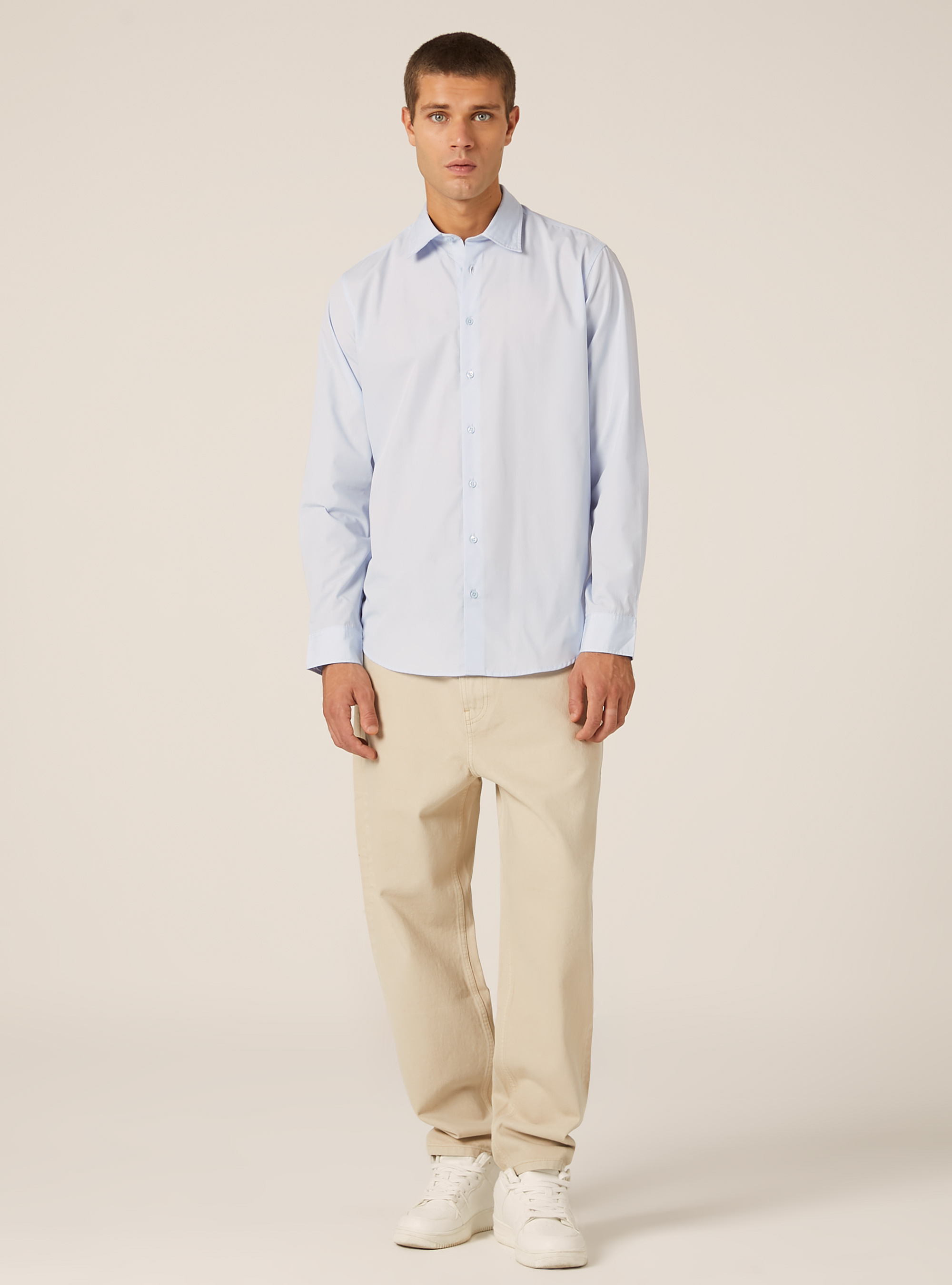 Chemise &agrave; manches longues unie, AZ1 AZURE DARK