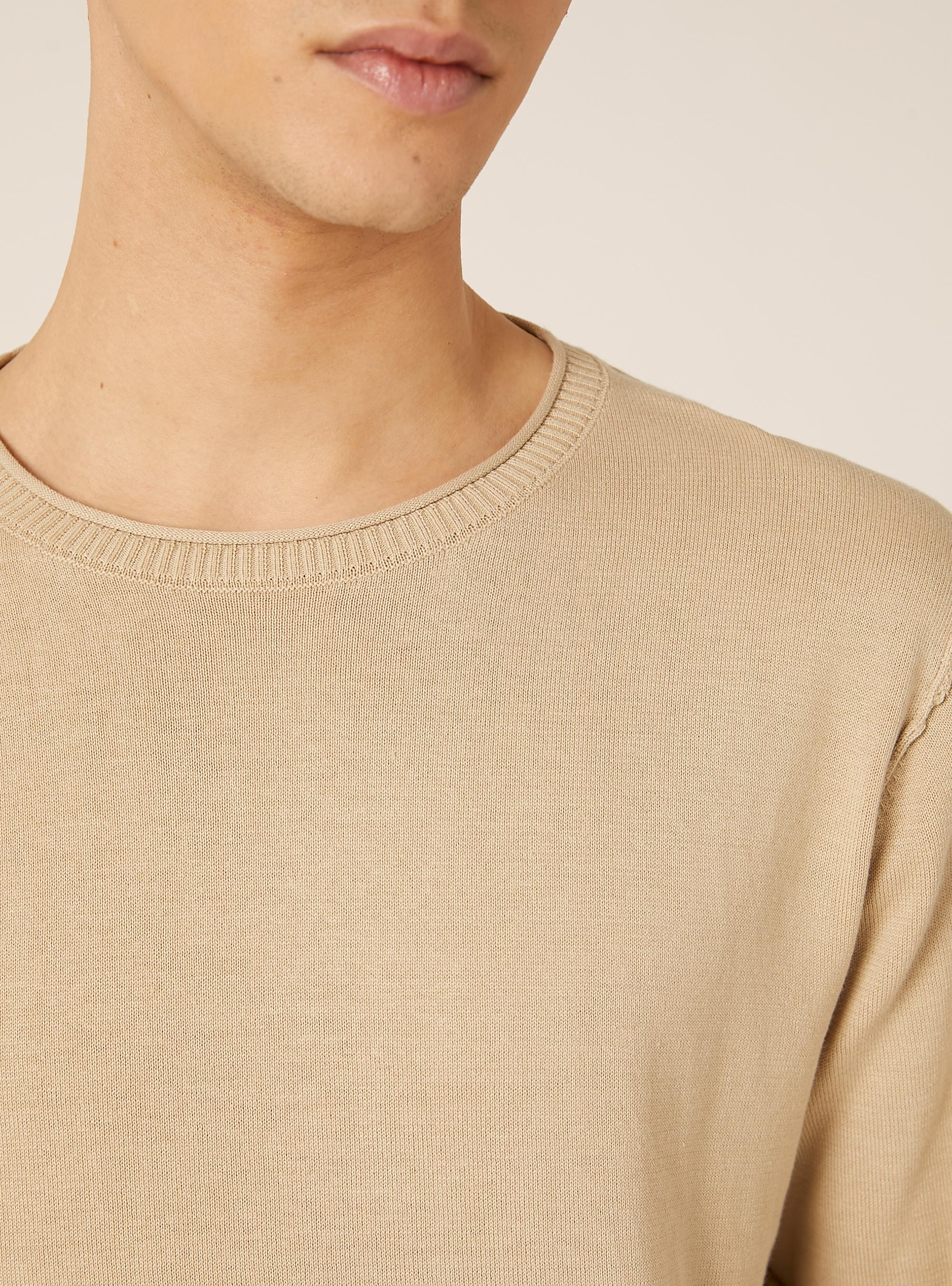 Cotton crew neck pullover, BG3 BEIGE LIGHT