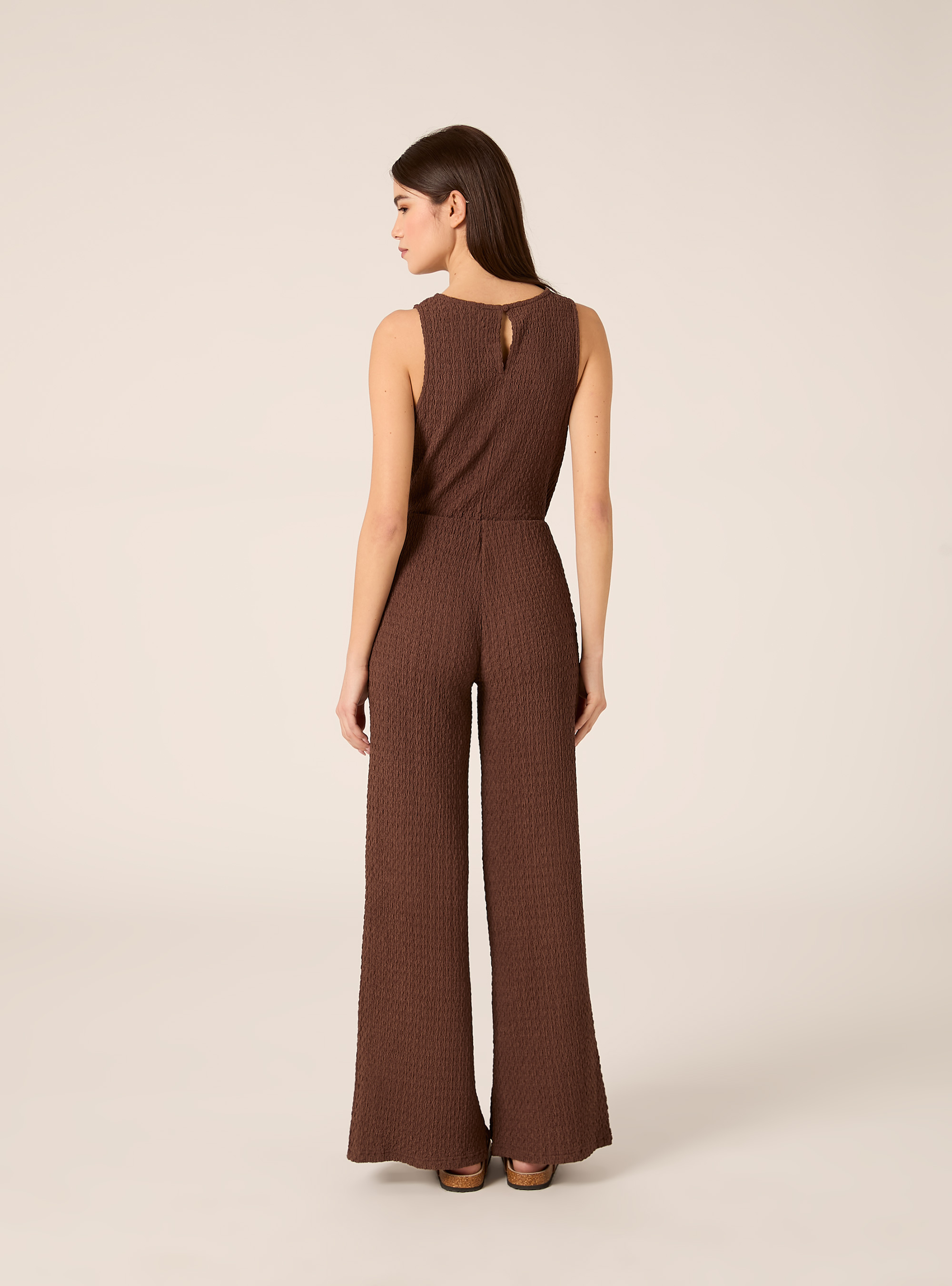 Pantalones de tejido waffle, BR1 BROWN DARK