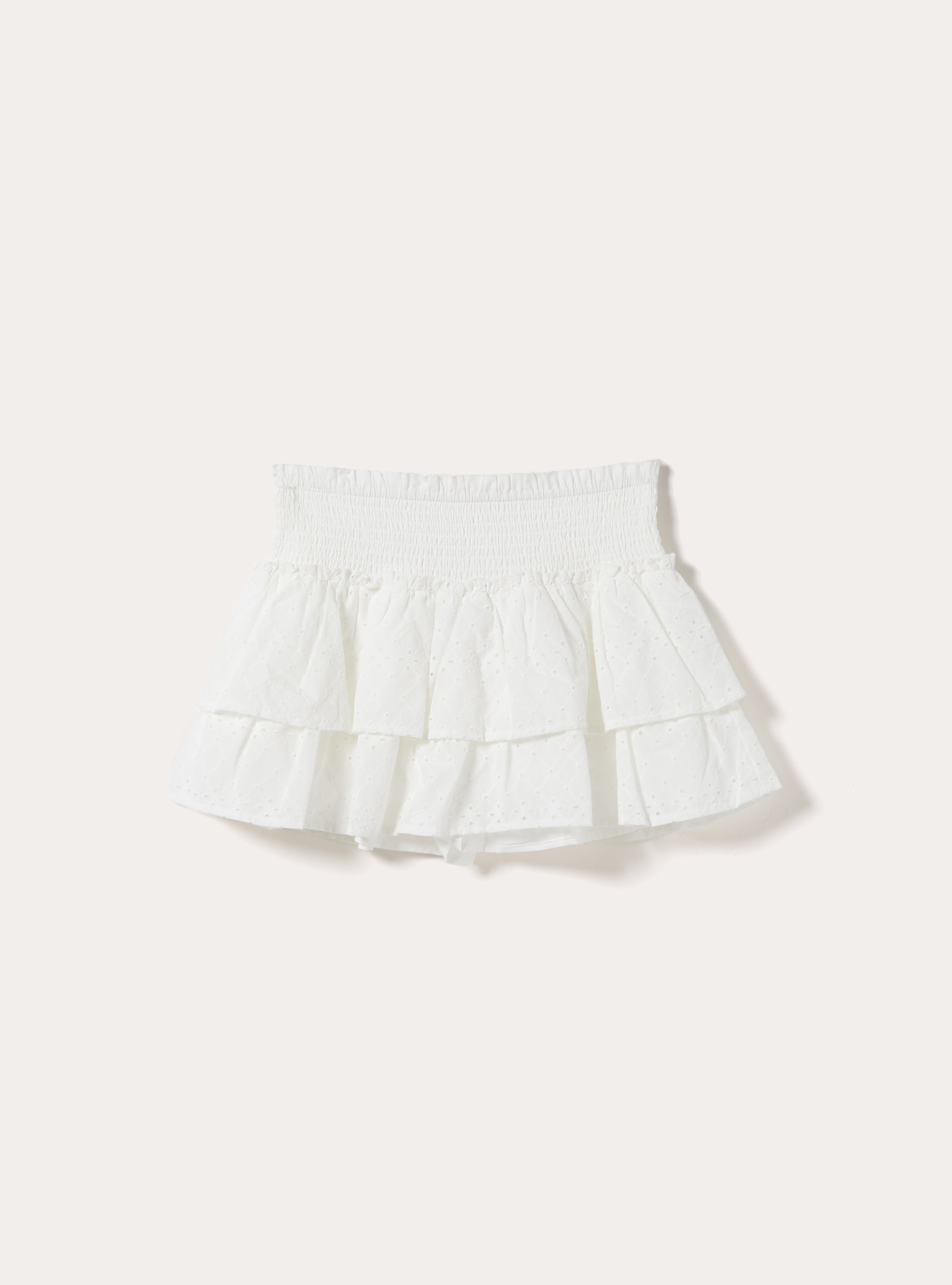 Broderie Anglaise Tiered Skort with Smocked Waistband, WH2 WHITE