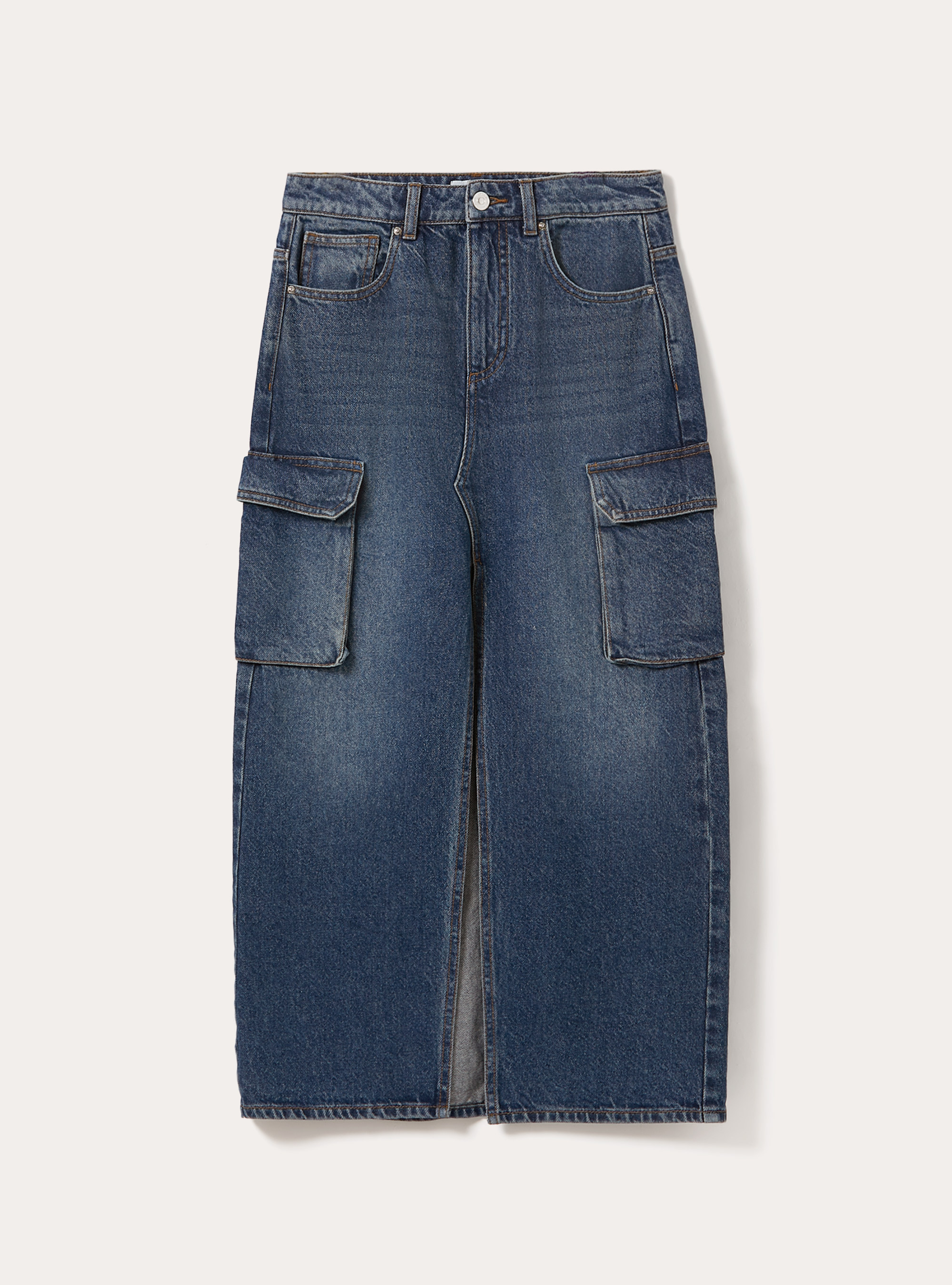 Jupe cargo longuette, D003 MEDIUM BLUE