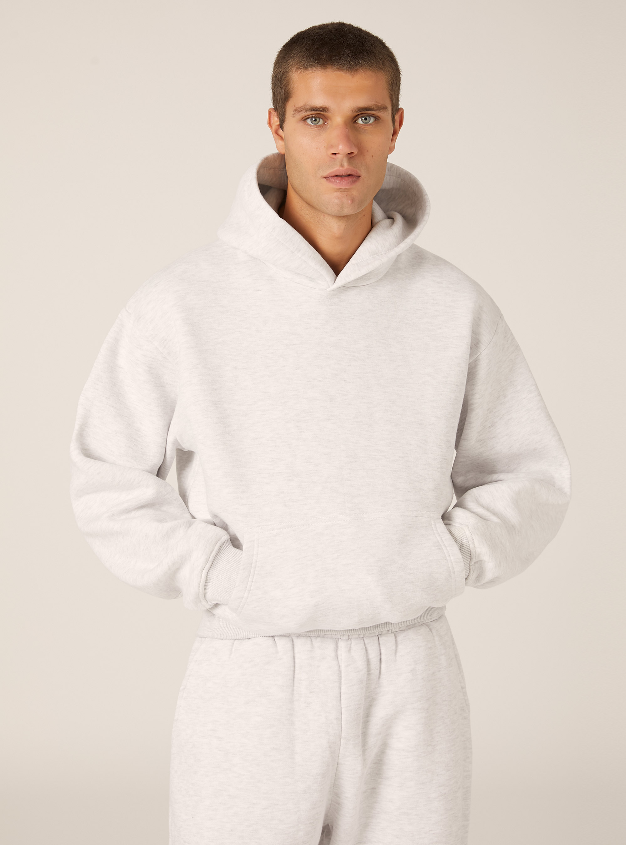 Sweat &agrave; capuche coupe boxy, MGY3 GREY MEL LIGHT