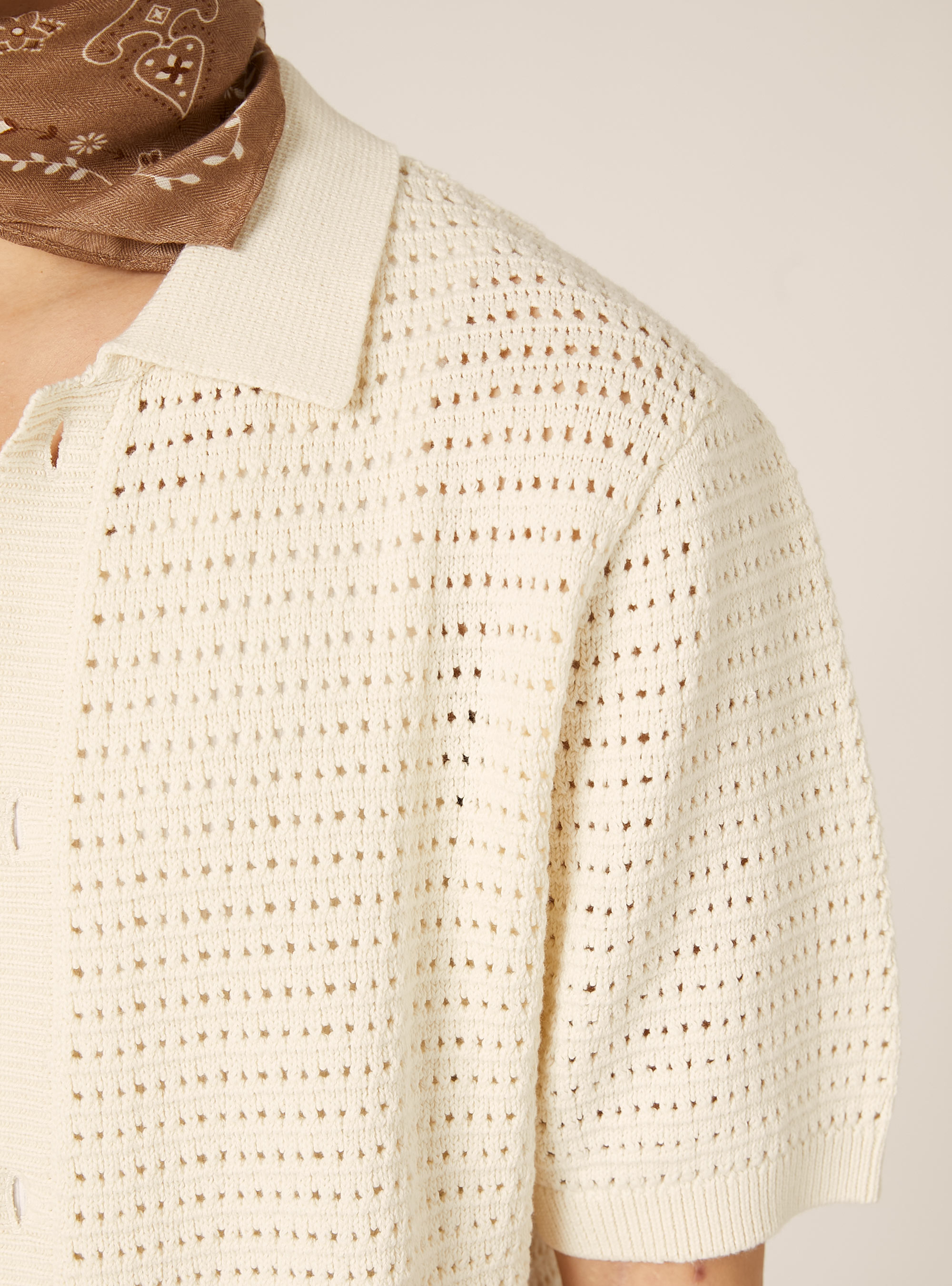 Strickjacke mit Lochmuster, CR3 CREAM LIGHT