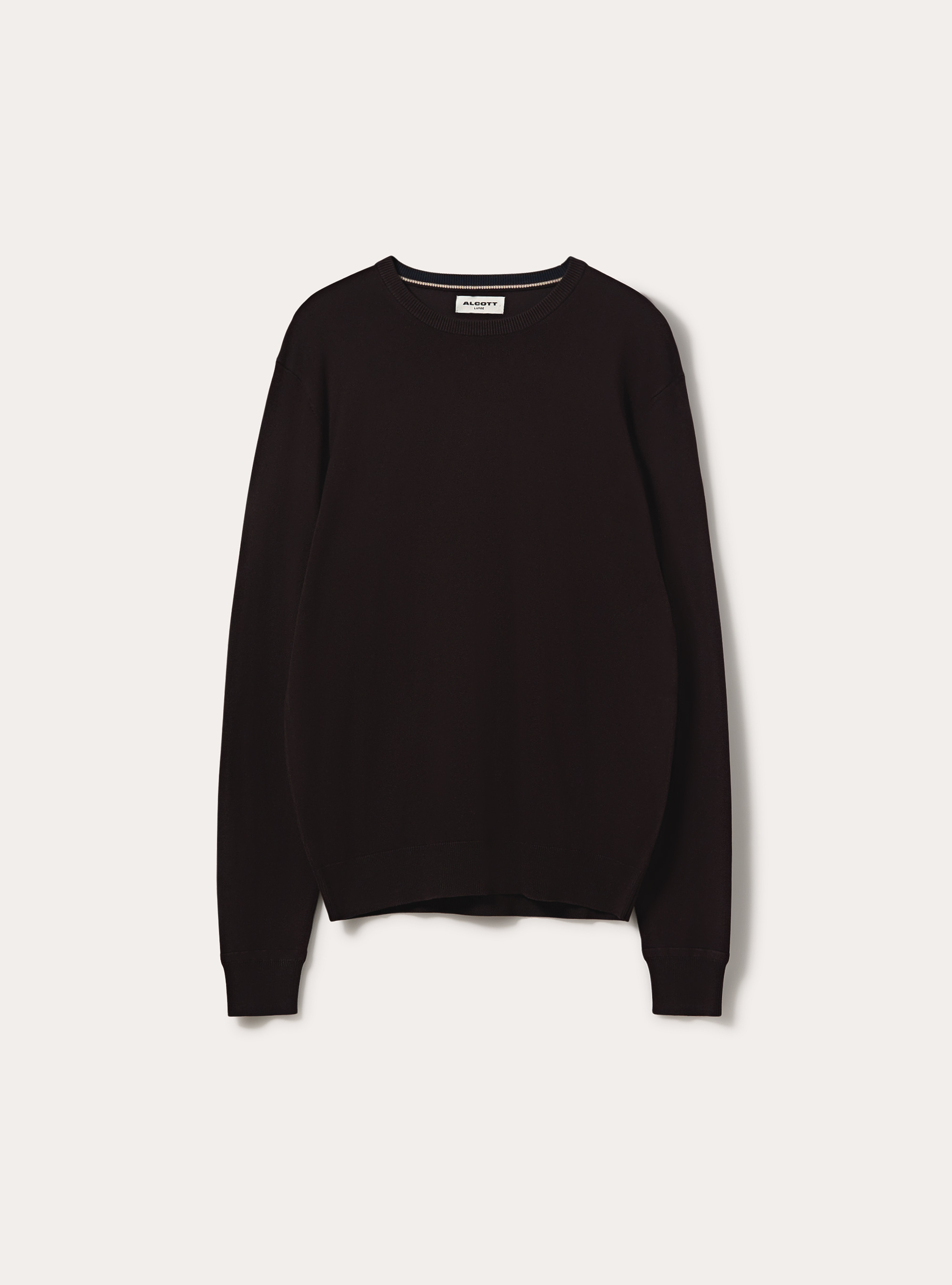 Jersey de cuello redondo en viscosa Lenzing Ecovero, BR1 BROWN DARK