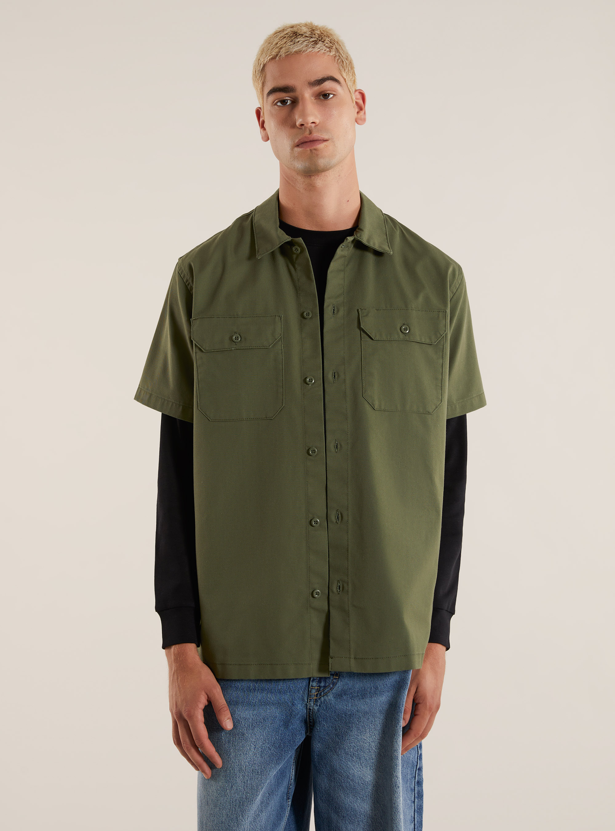 Camisa de sarga con grandes bolsillos, KY2 KAKY MEDIUM
