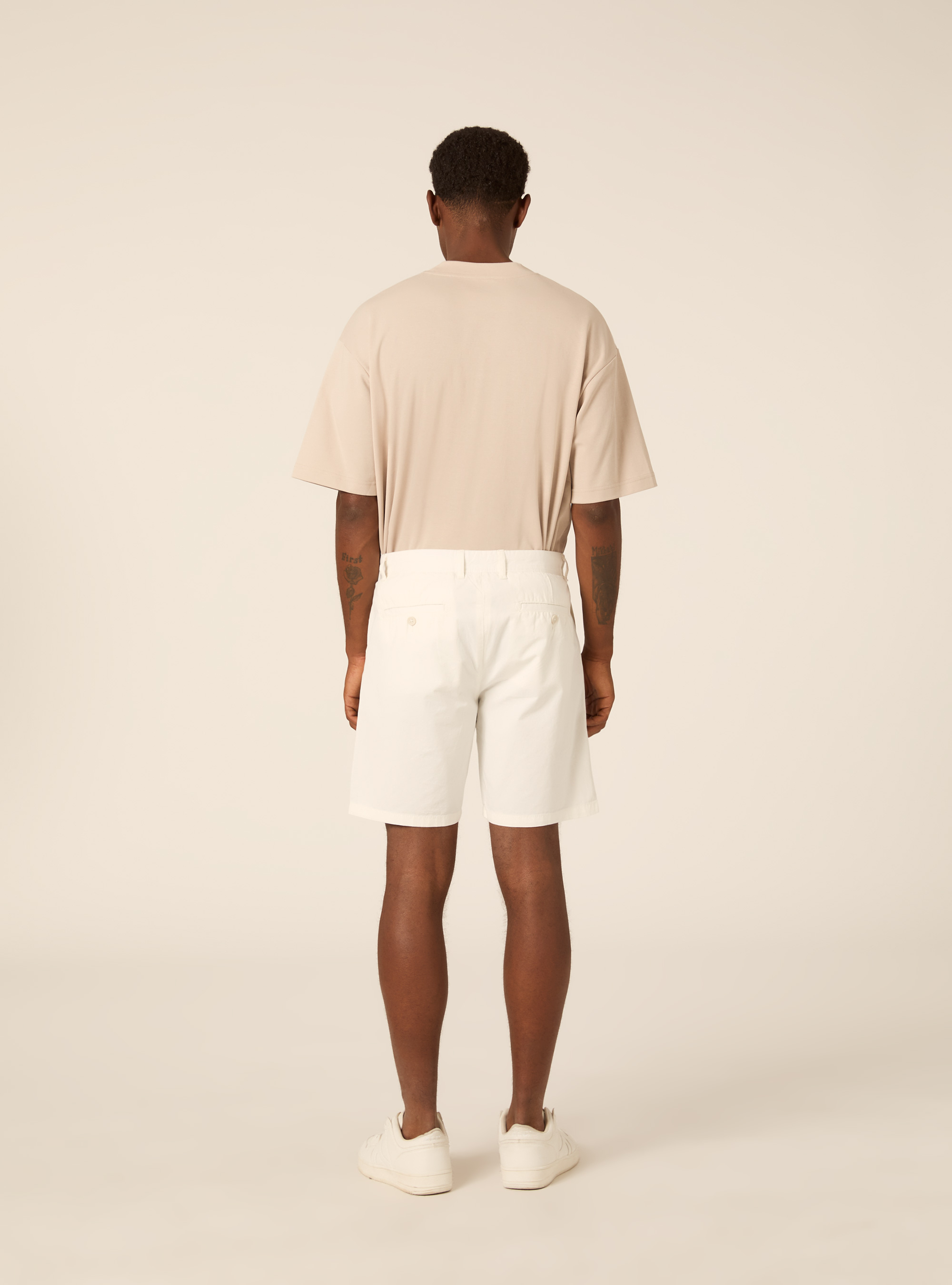 Bermuda in twill in tinta unita, OFF WHITE