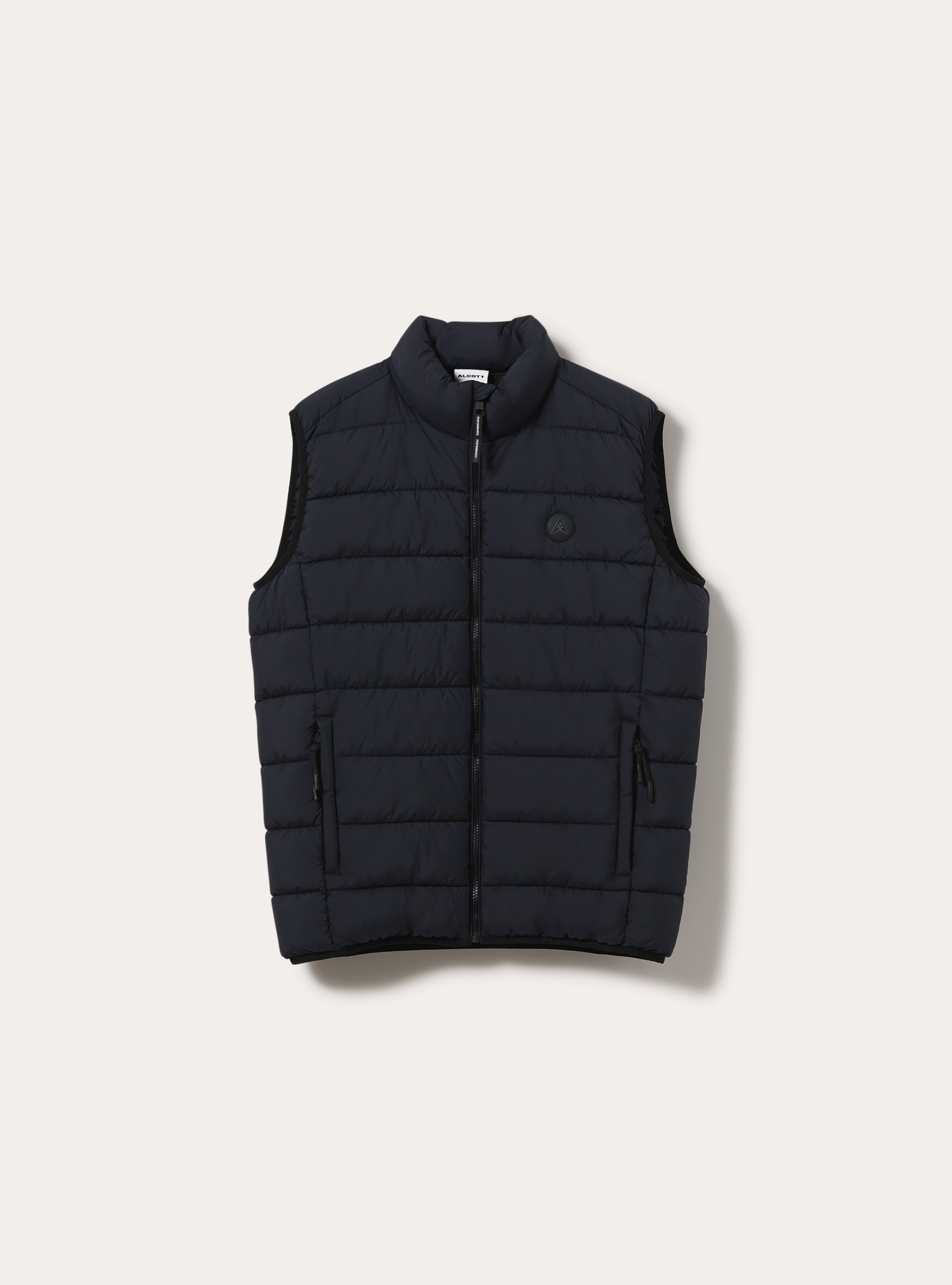 Basic solid padded gilet with patch, NA1 NAVY DARK