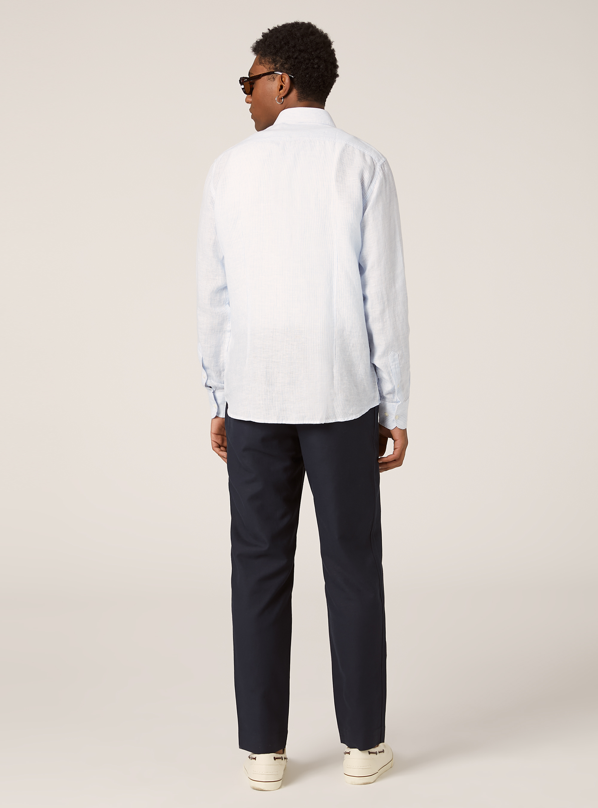 Camisa a rayas de puro lino, AZ3 AZURE LIGHT