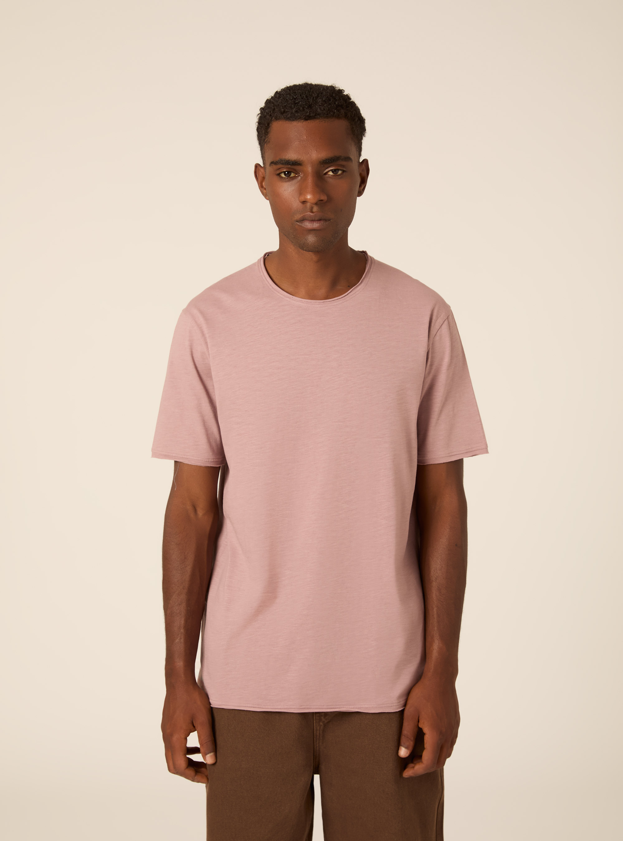 T-shirt slub tinta unita, ROSA CHIARO