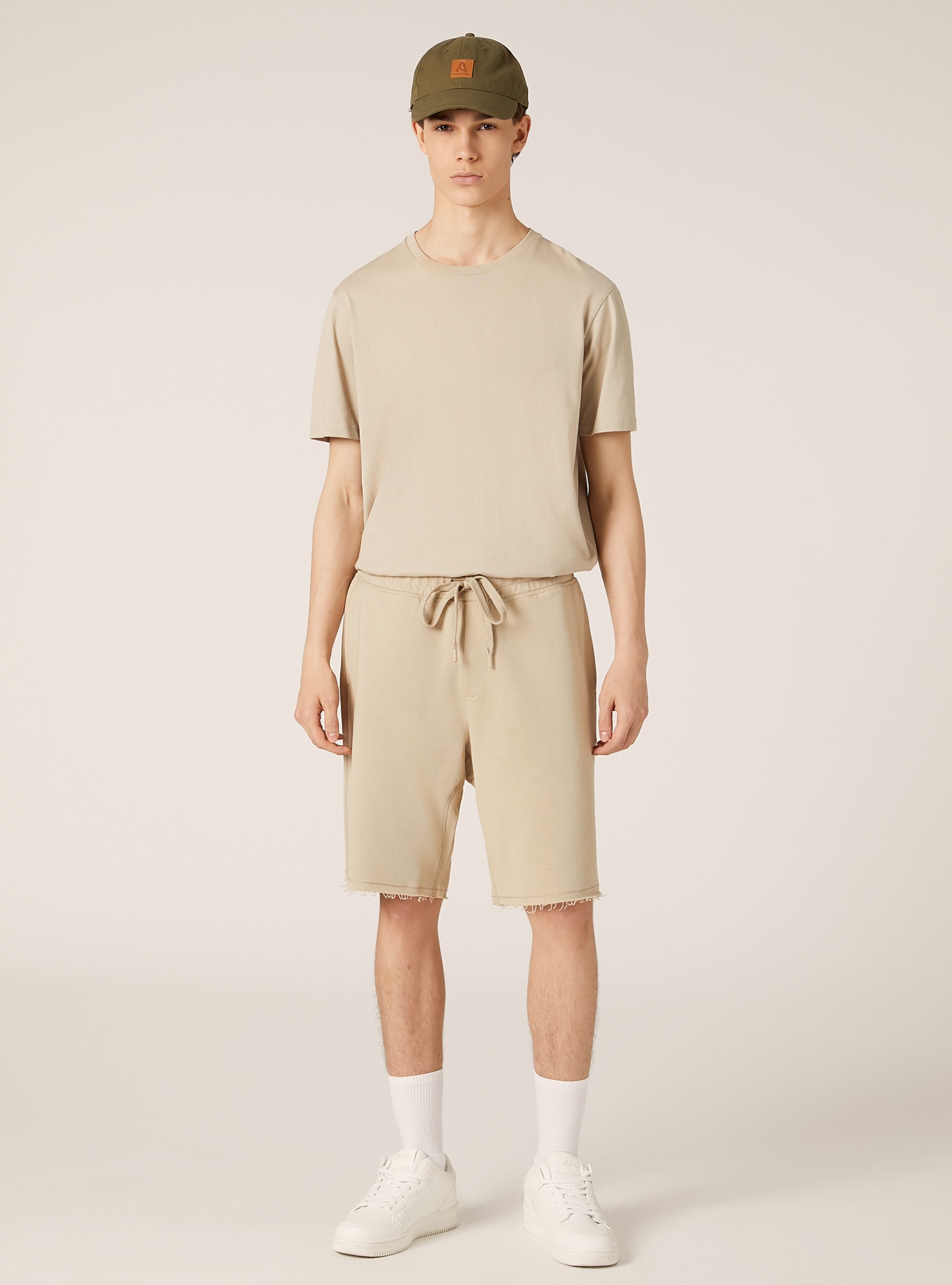 Jogger-Bermudashorts aus Baumwolle, BG2 BEIGE MEDIUM