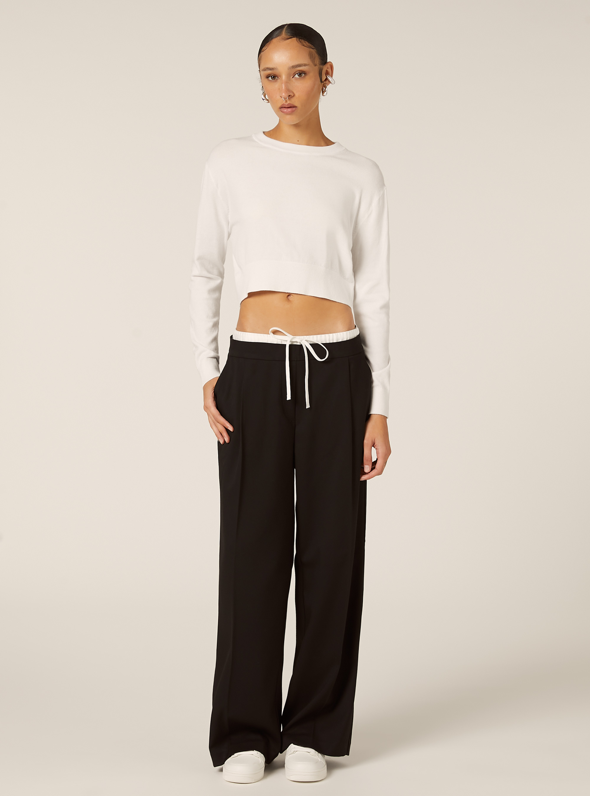 Pull &agrave; col rond coupe boxy, WH2 WHITE