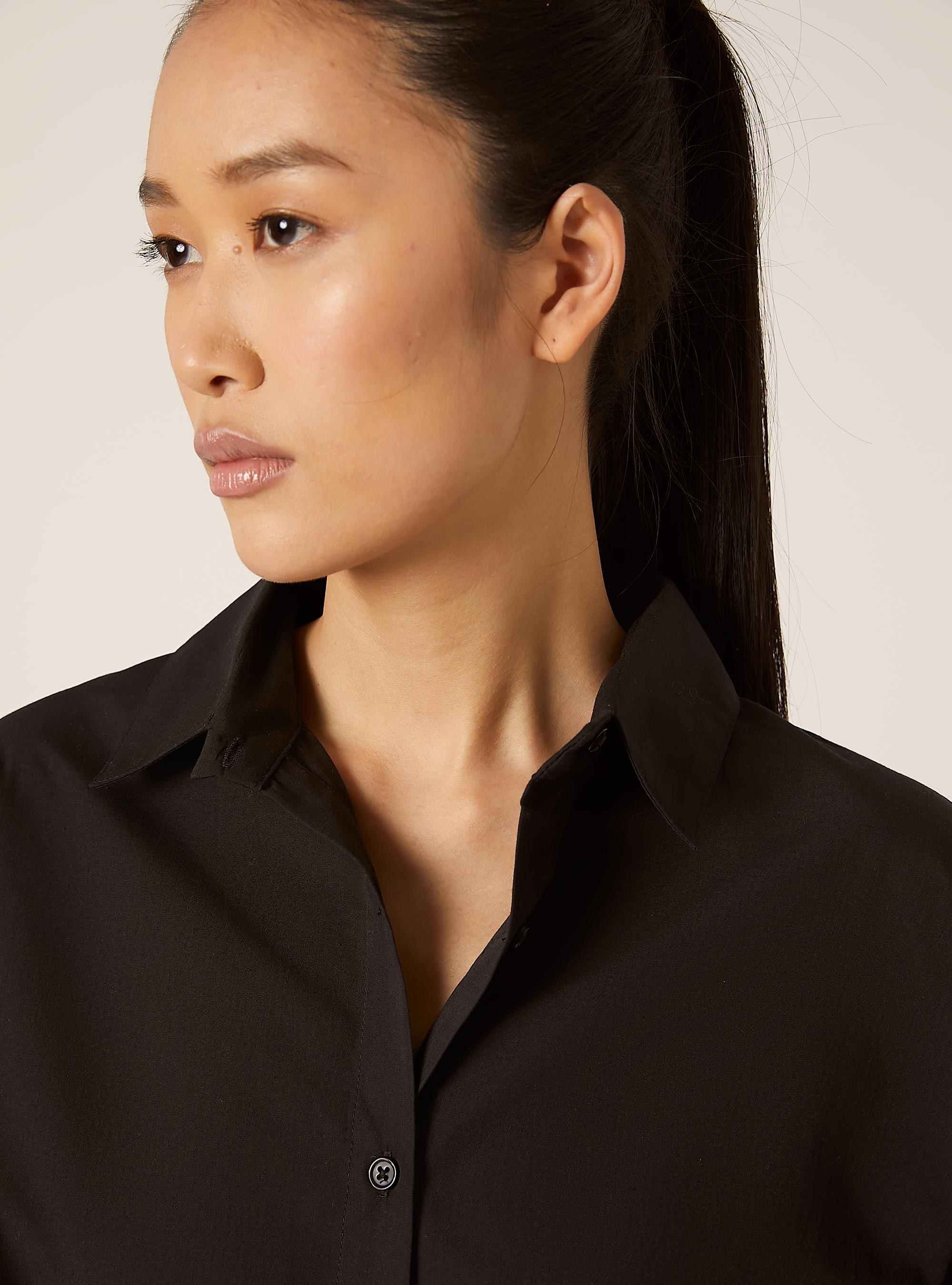 Chemise en popeline avec noeud, BK1 BLACK
