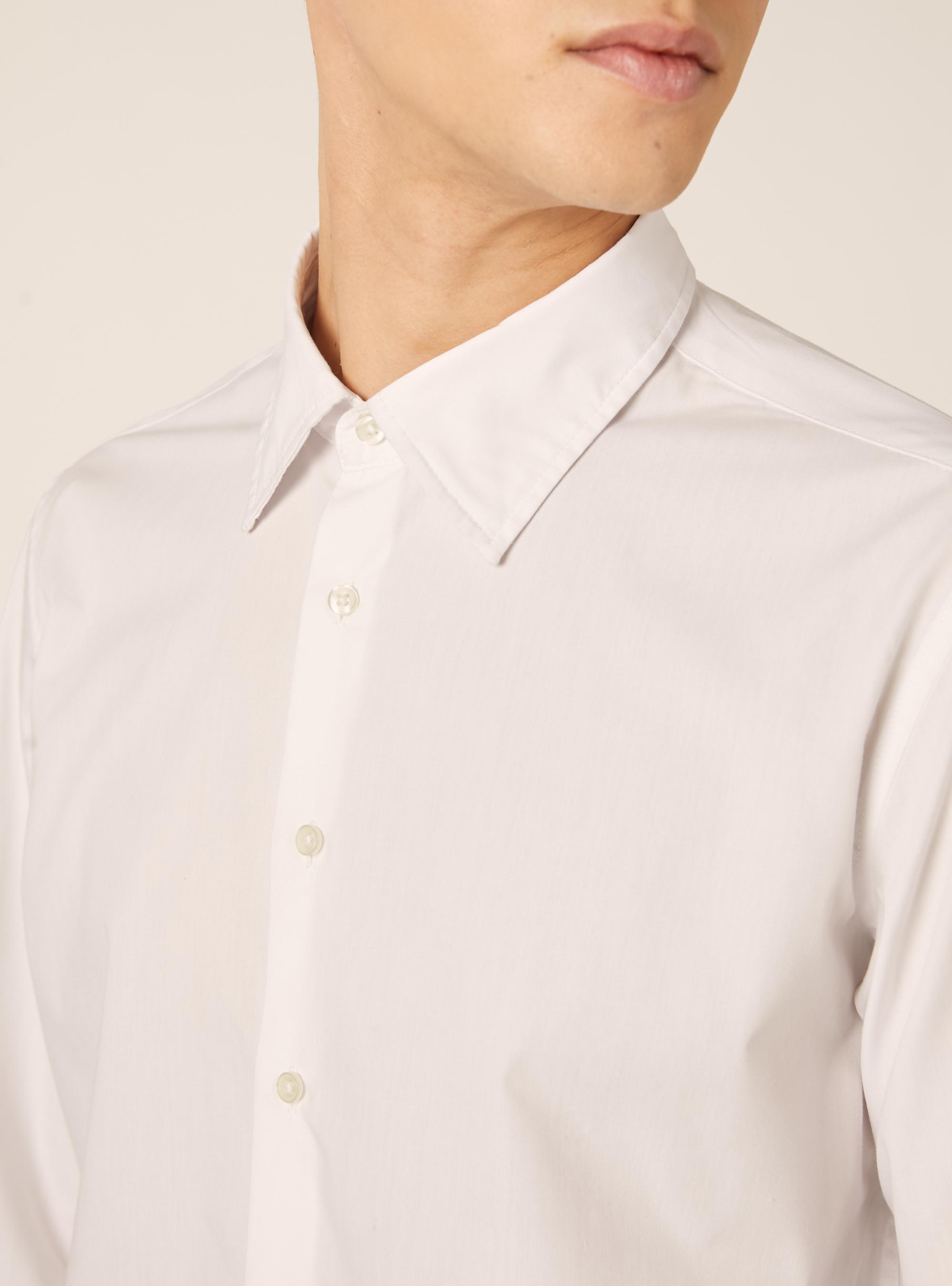 Camicia a manica lunga in tinta unita, OFF WHITE