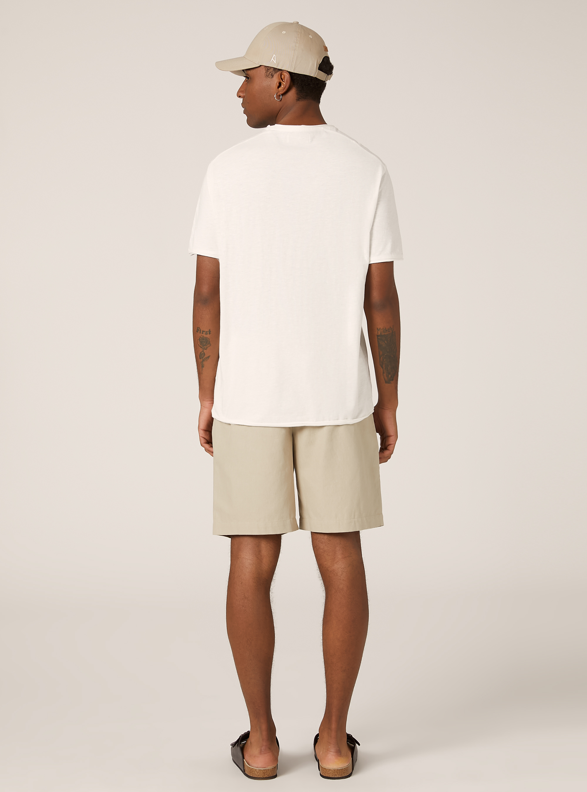T-shirt en coton coup&eacute; &agrave; vif, WH1 OFF WHITE