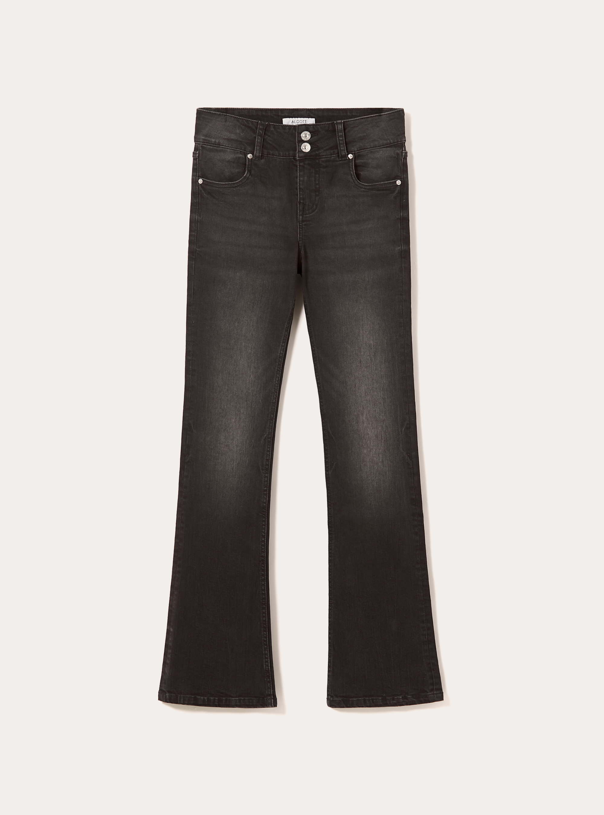 Jean bootcut skinny taille basse, D000 BLACK