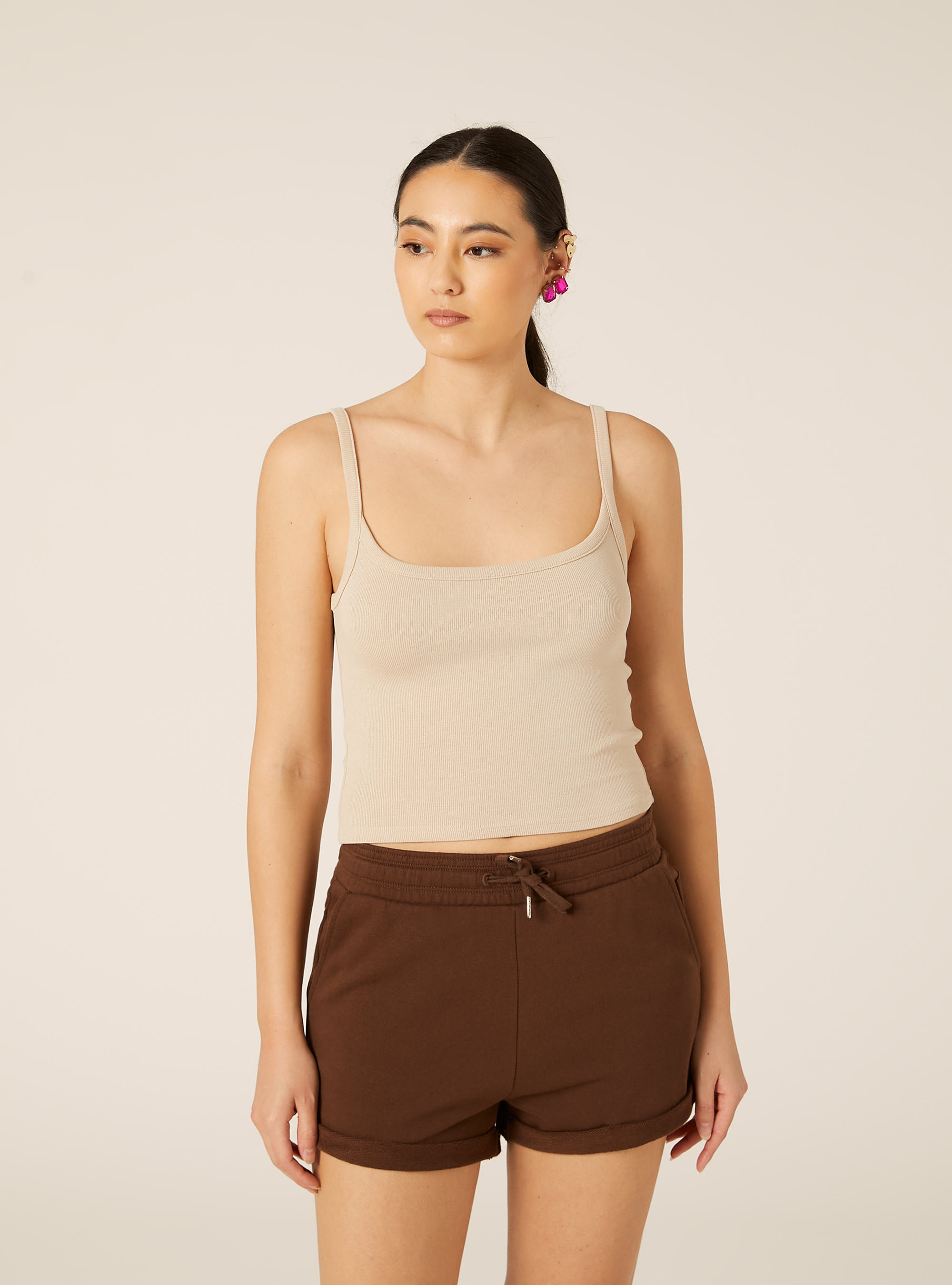Debardeur Crop Cotele Basic, BG2 BEIGE MEDIUM