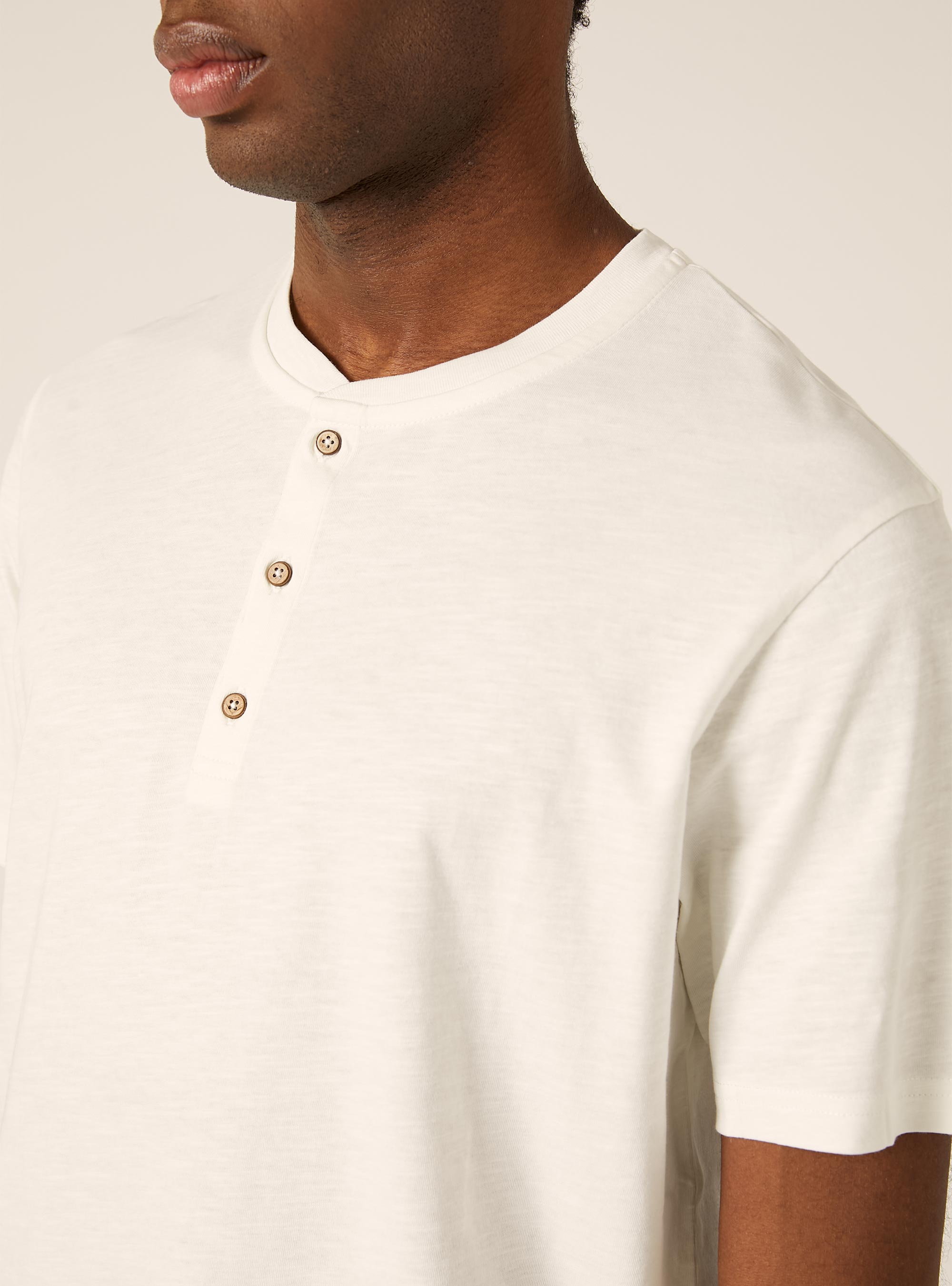 Cotton Henley T-Shirt, WH2 WHITE