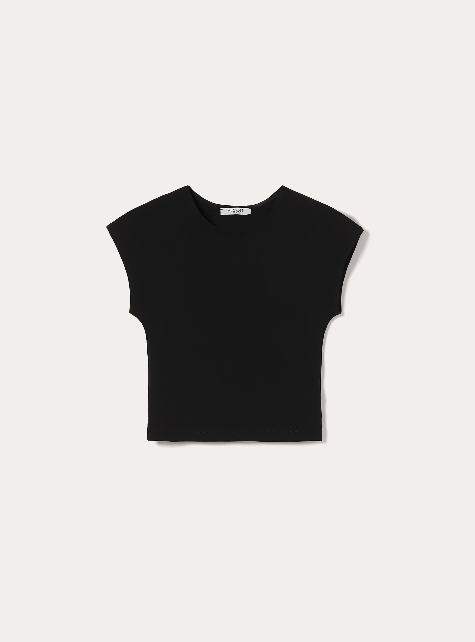 Maglietta crop in cotone, NERO