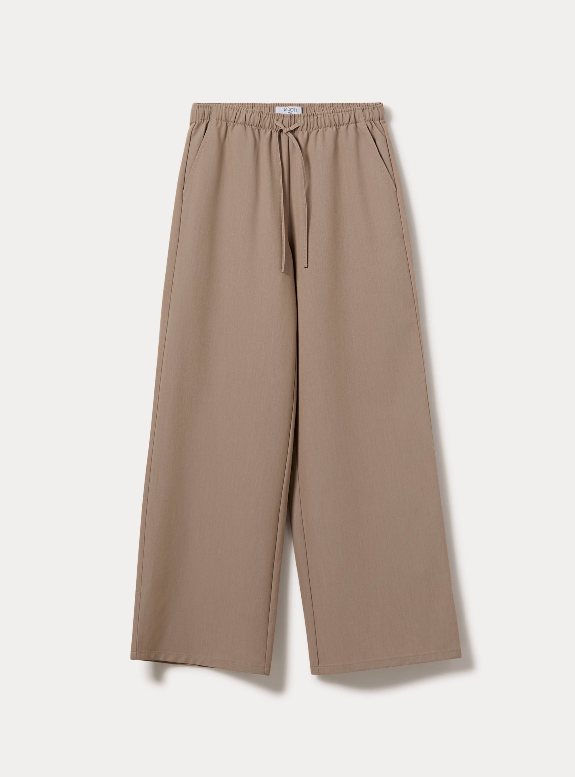 Pantal&oacute;n recto con el&aacute;stico en la cintura, BG1 BEIGE DARK