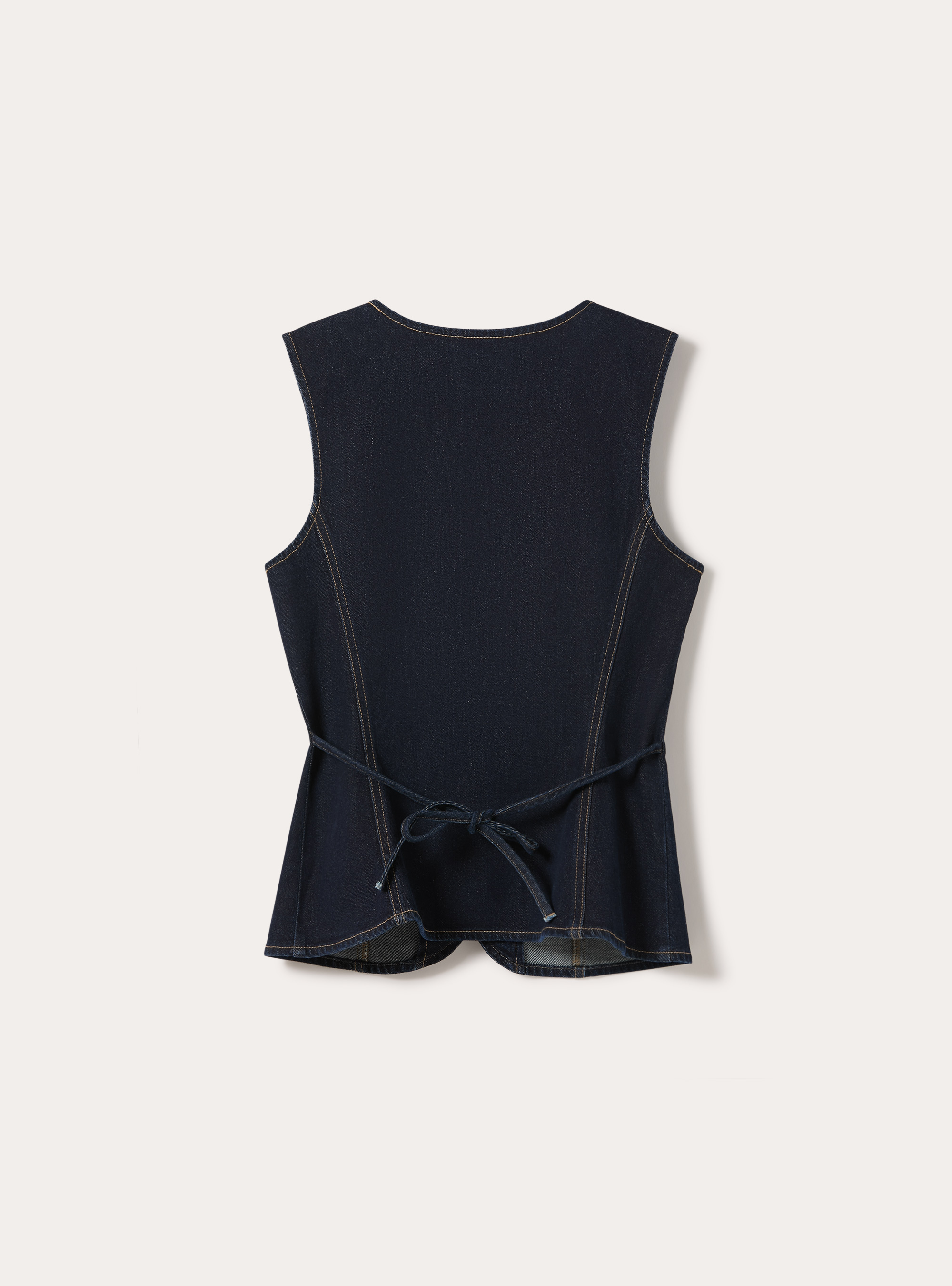 Gilet in denim con bottoni, D001 DEEP BLUE