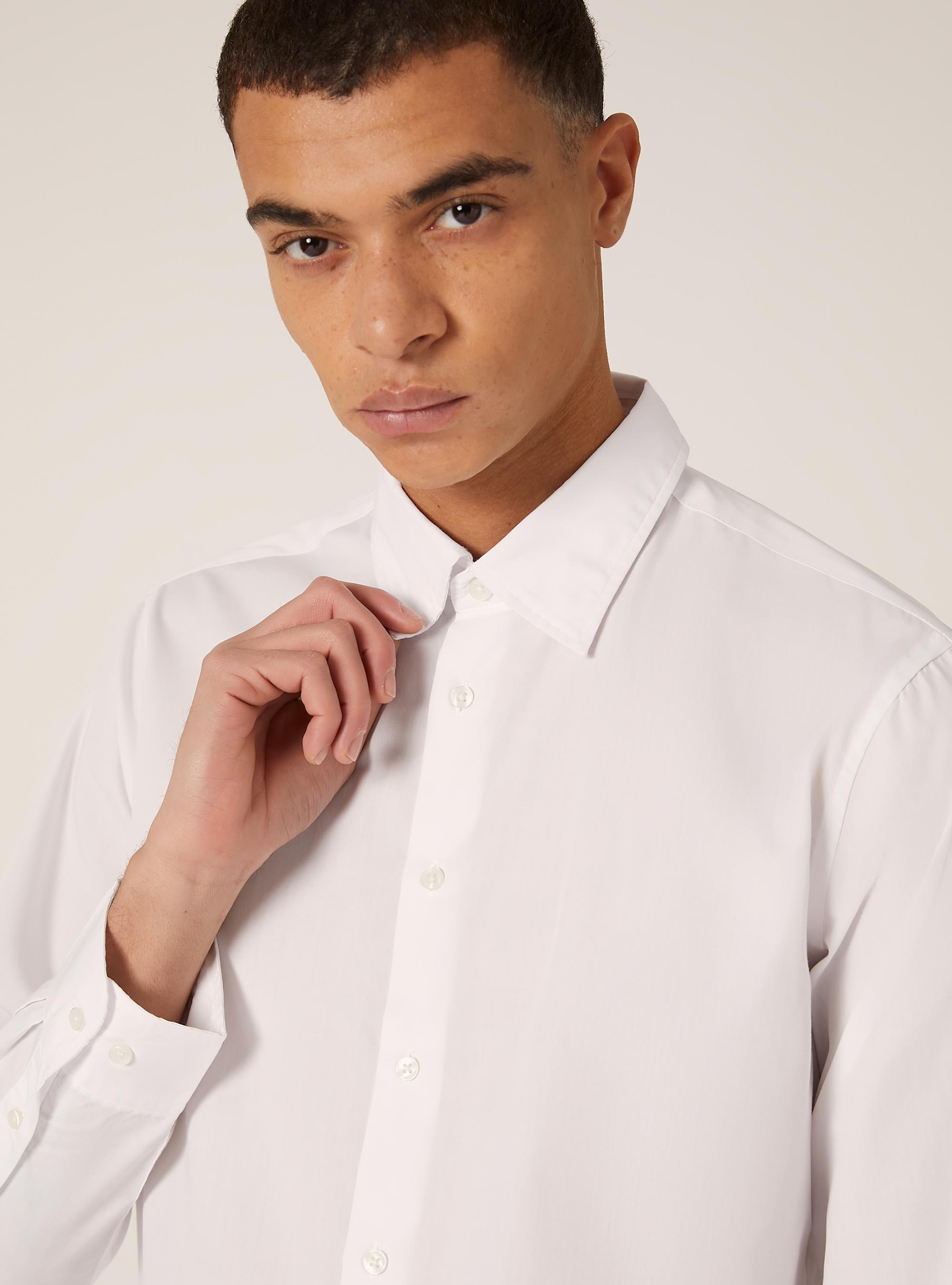 Chemise &agrave; manches longues unie, WH1 OFF WHITE