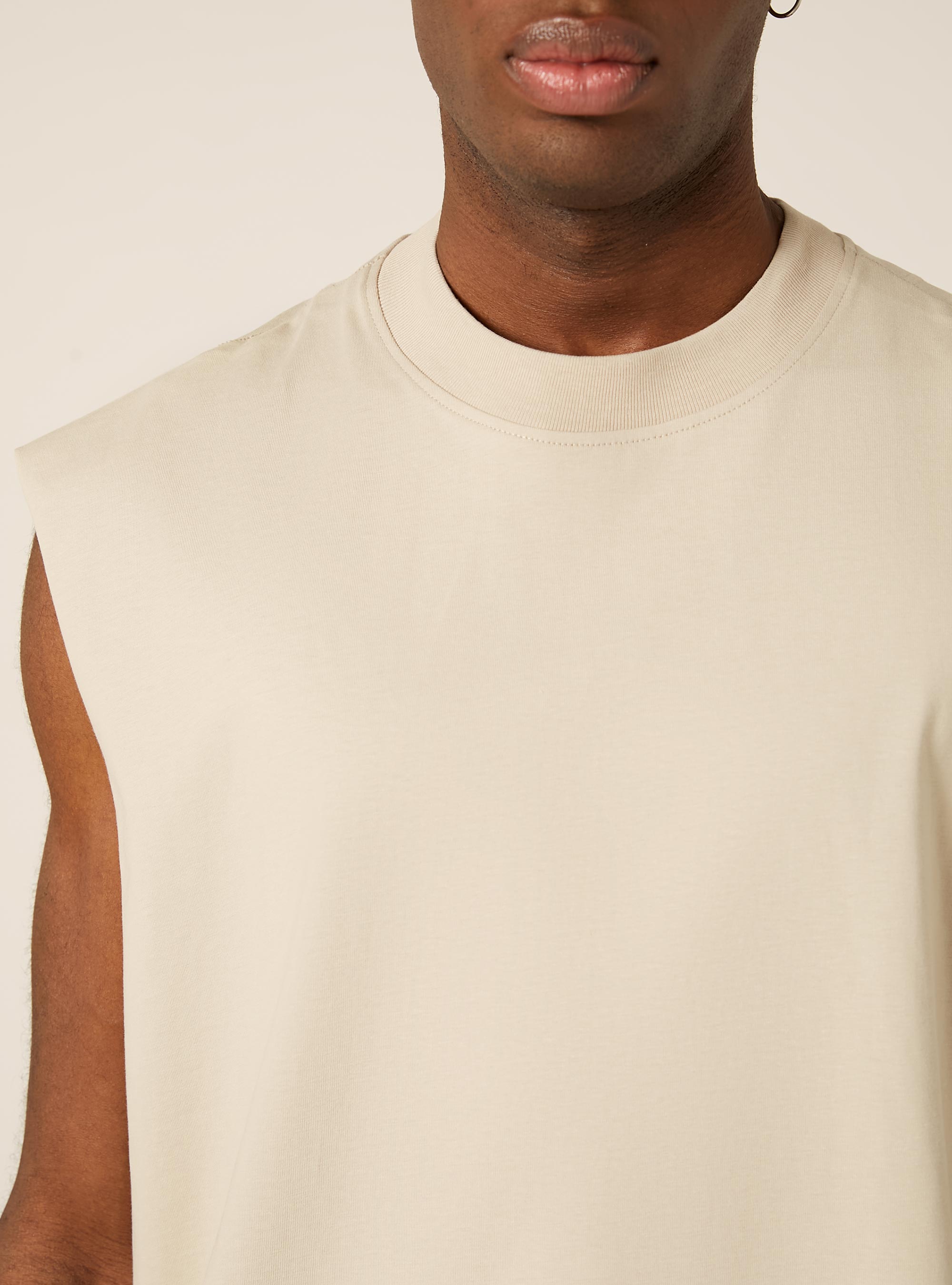 Boxy Fit Tank Top, BG1 BEIGE DARK