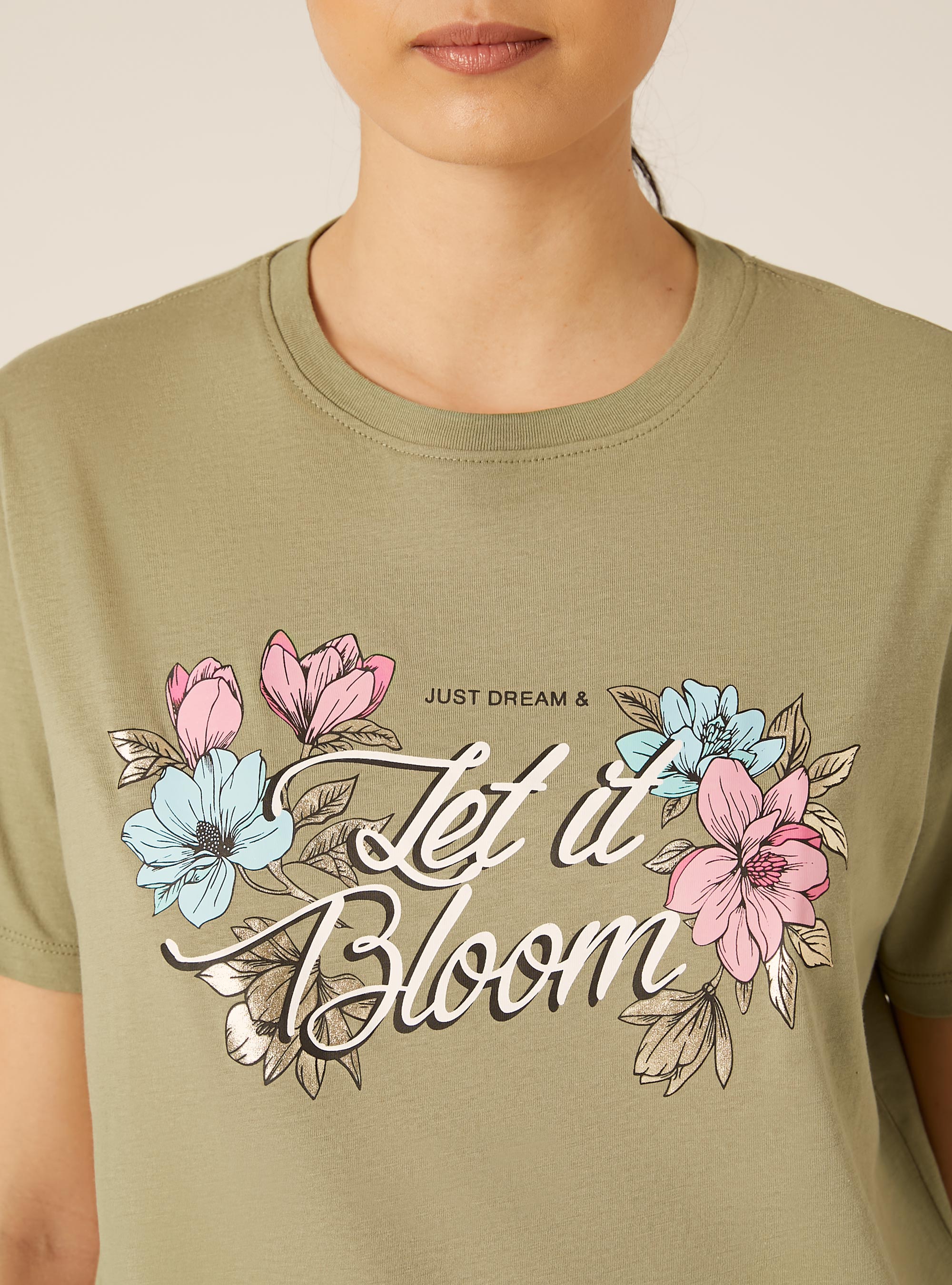 T-Shirt mit Metallic-Print, KY2 KAKY MEDIUM