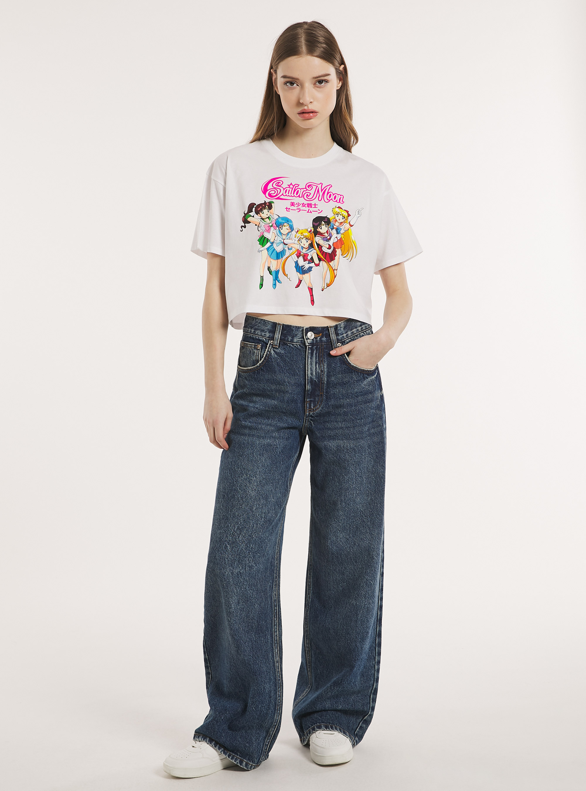 Sailor Moon / Camiseta Alcott cropped, WH3 WHITE