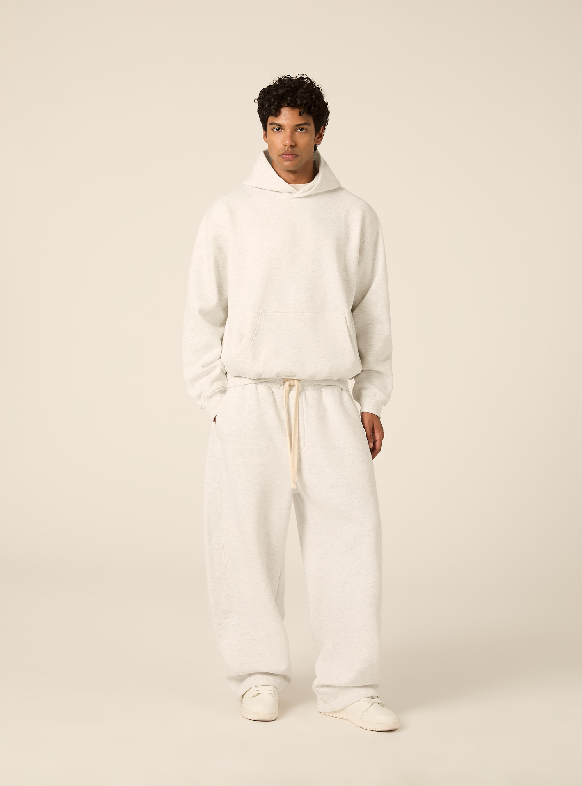 Boxy fit kapuzenpullover, MGY3 GREY MEL LIGHT