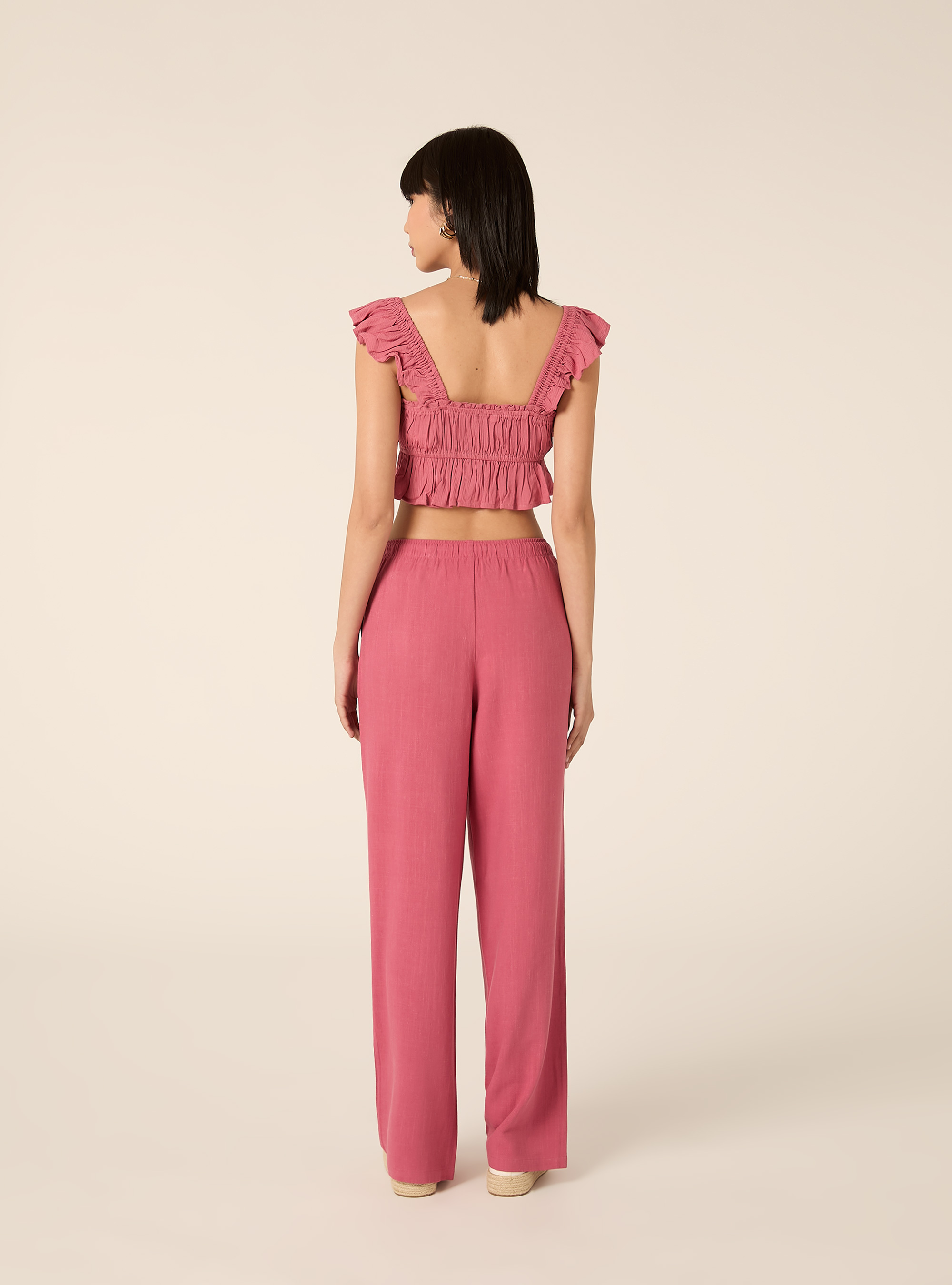 Palazzo-Hose aus Leinenmischgewebe, PK1 PINK DARK