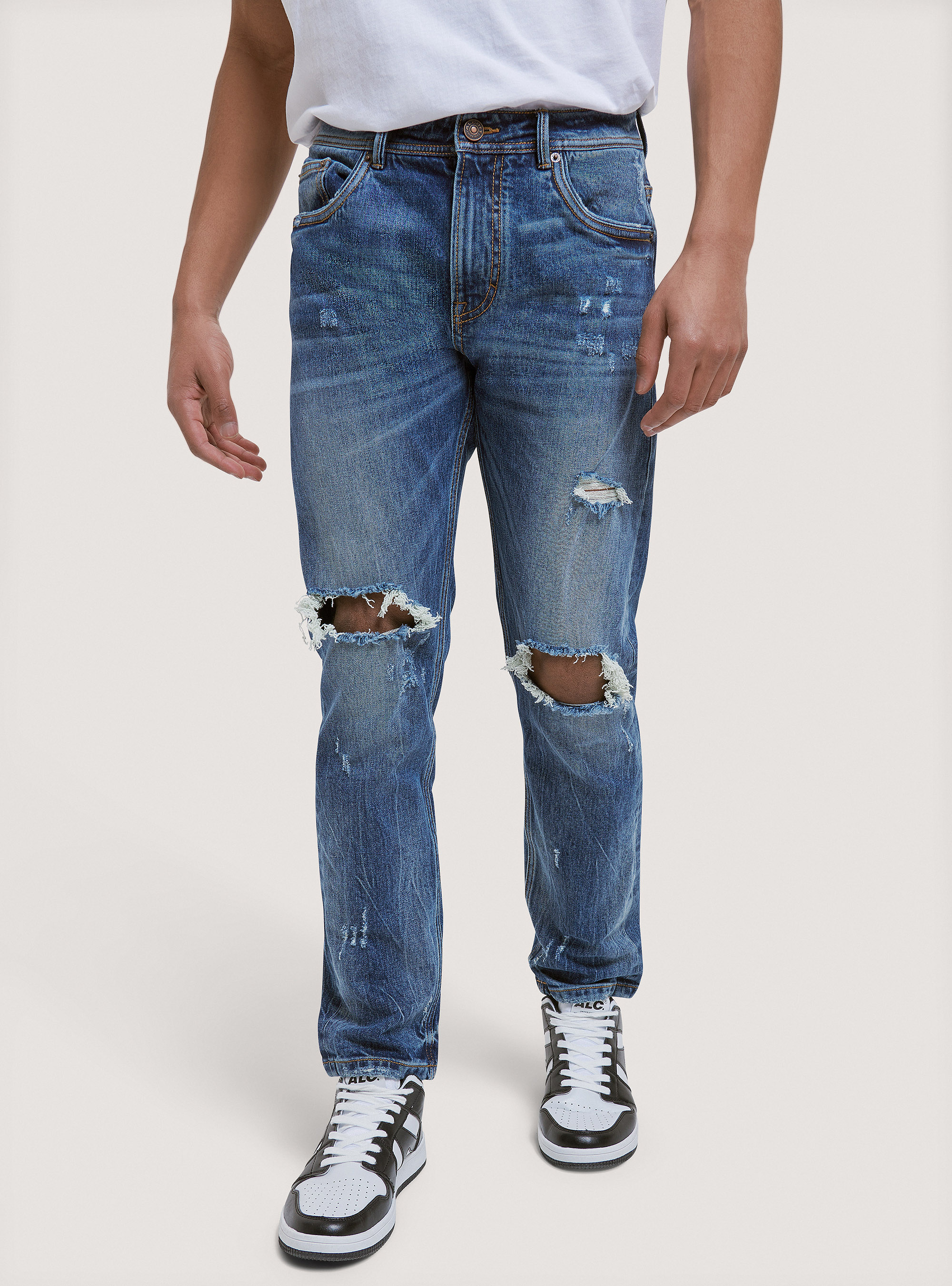 Jean Slim Fit en coton, D002 MEDIUM DARK BLUE