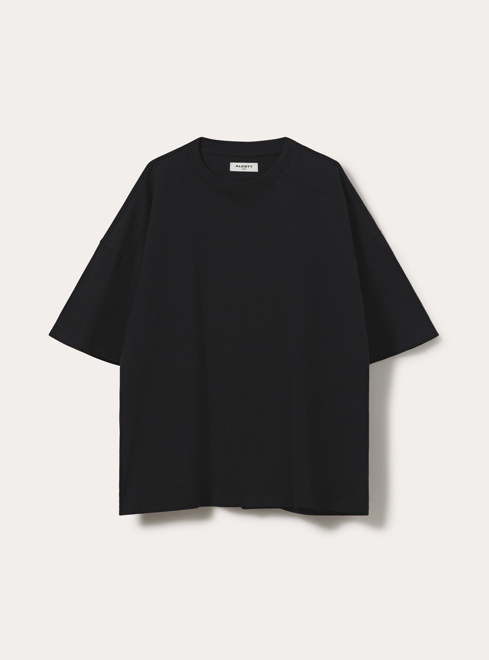 Boxy fit short sleeve tee with dropped shoulders, BK1 BLACK