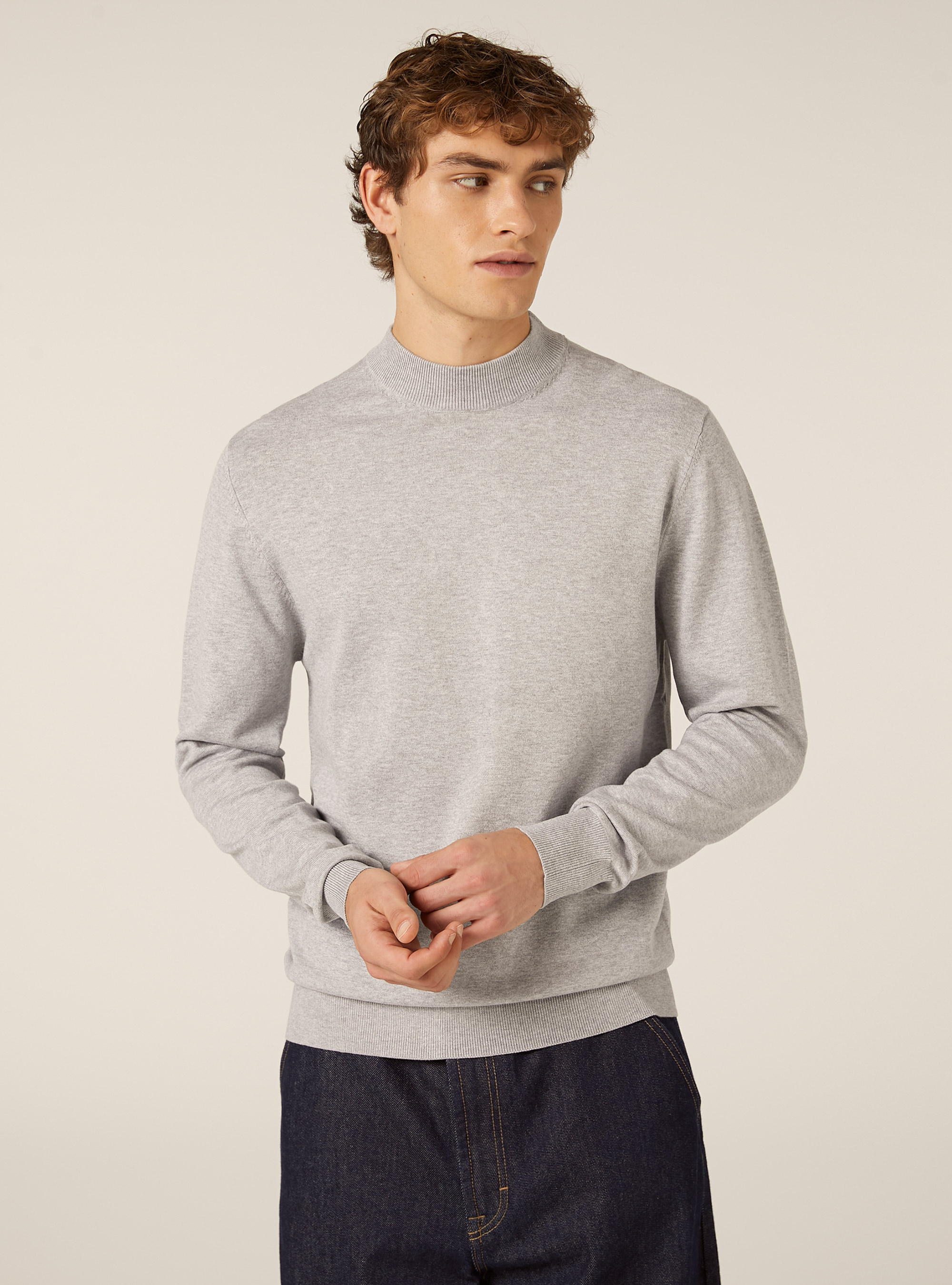 Pull &agrave; col demi-tour, MGY2 GREY MEL MEDIUM