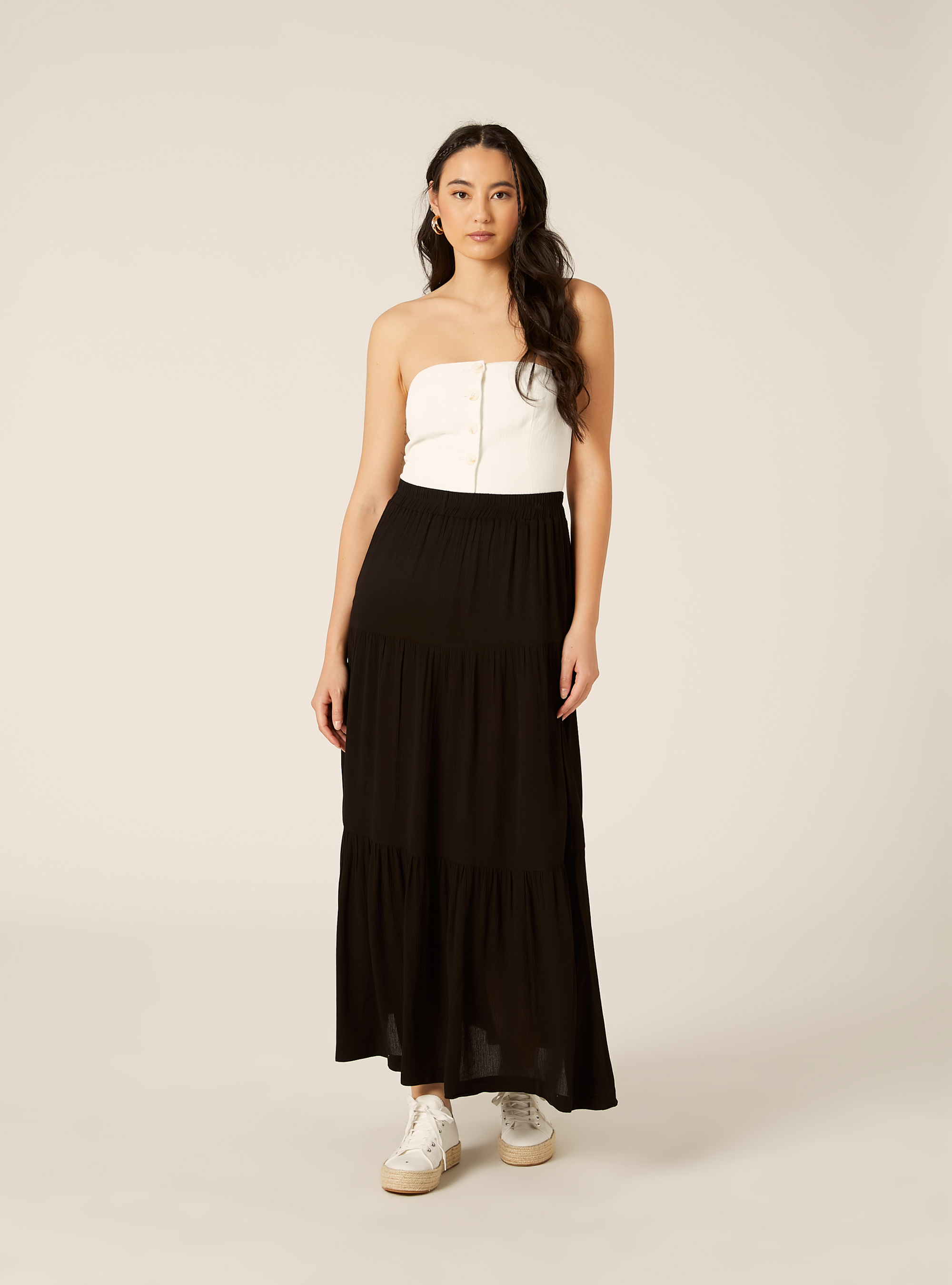 Boho maxi skirt, BK1 BLACK