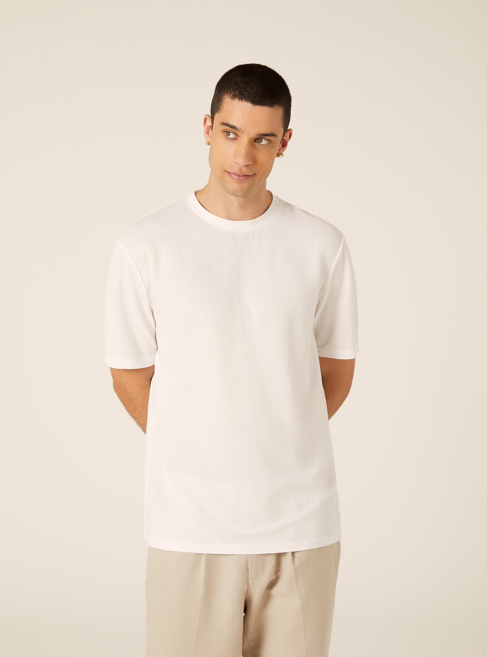 Boxy Fit Textured T-Shirt, WH2 WHITE