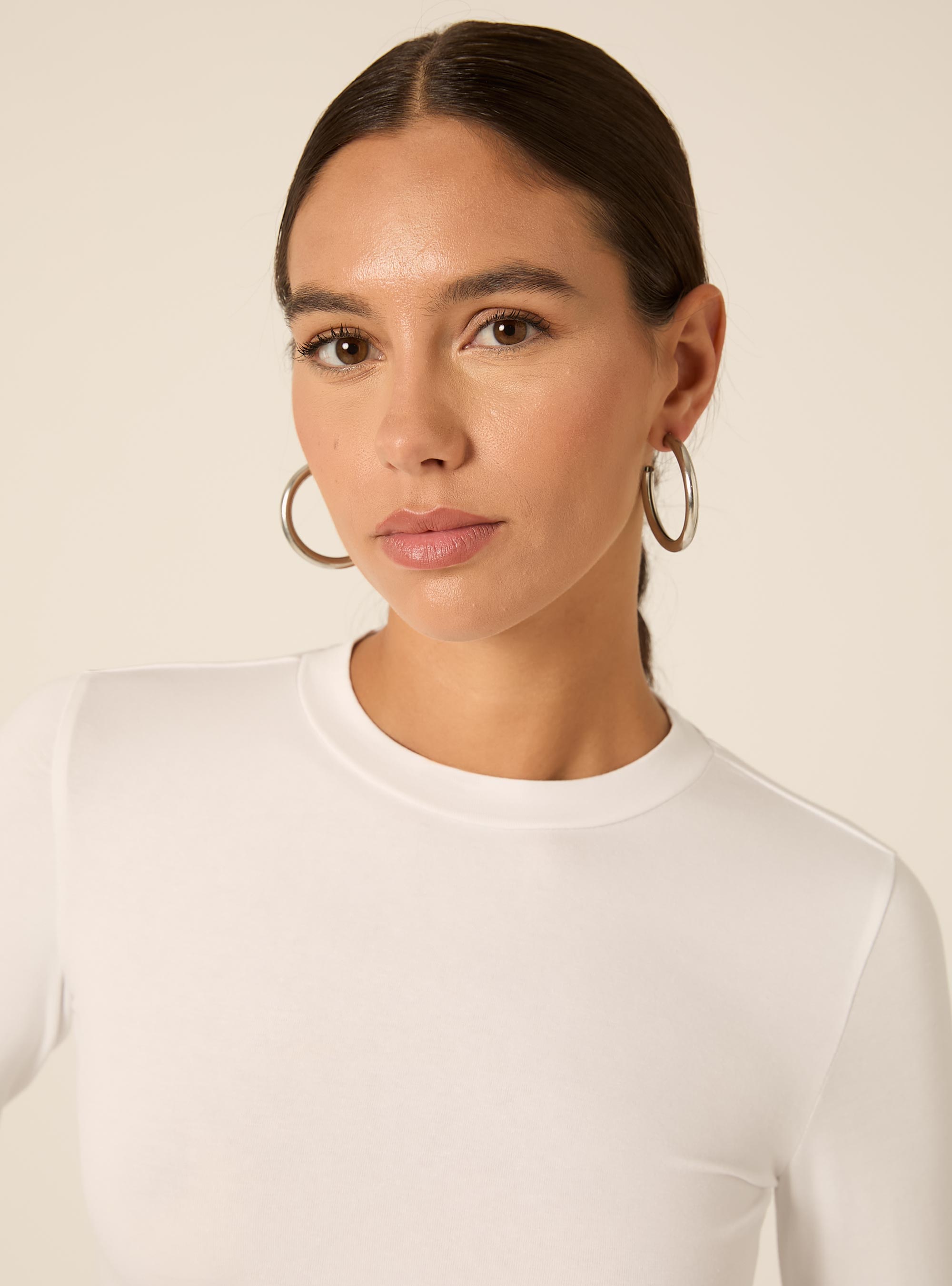 Long Sleeve Crop Top, WH2 WHITE