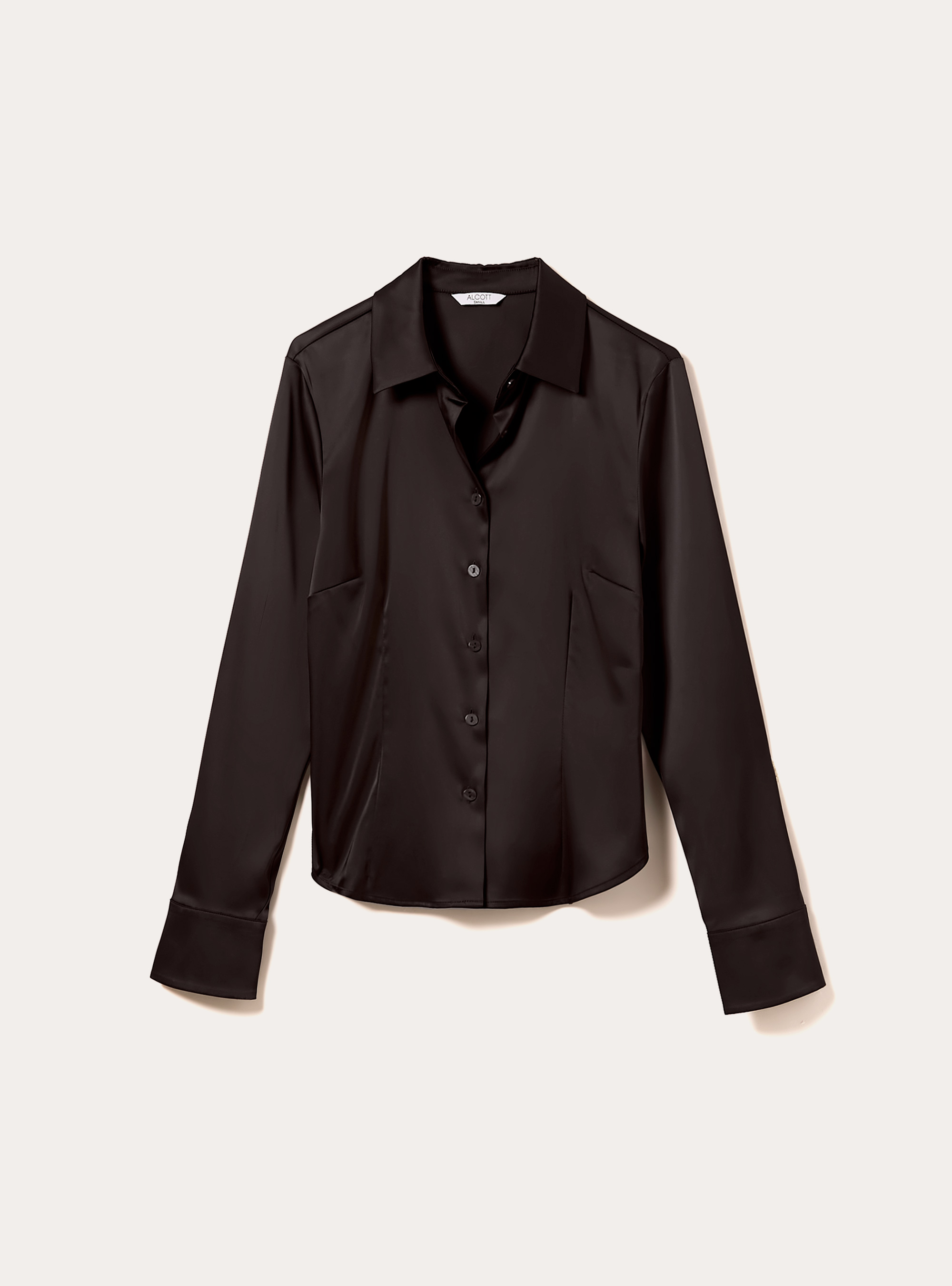 Chemise ajust&eacute;e en satin, BK1 BLACK