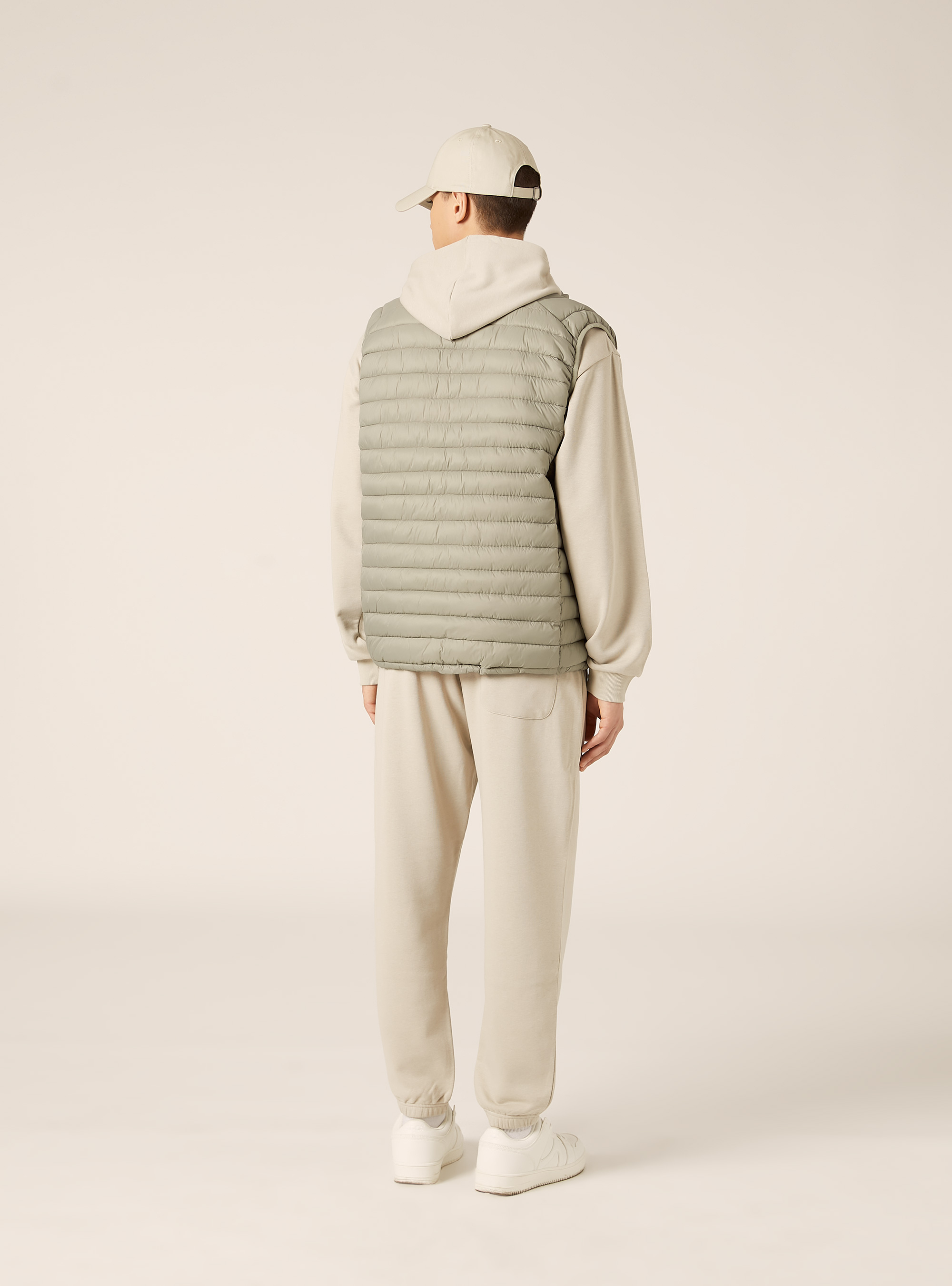 Padded sleeveless jacket with contrasting zip, SG3 SAGE LIGHT