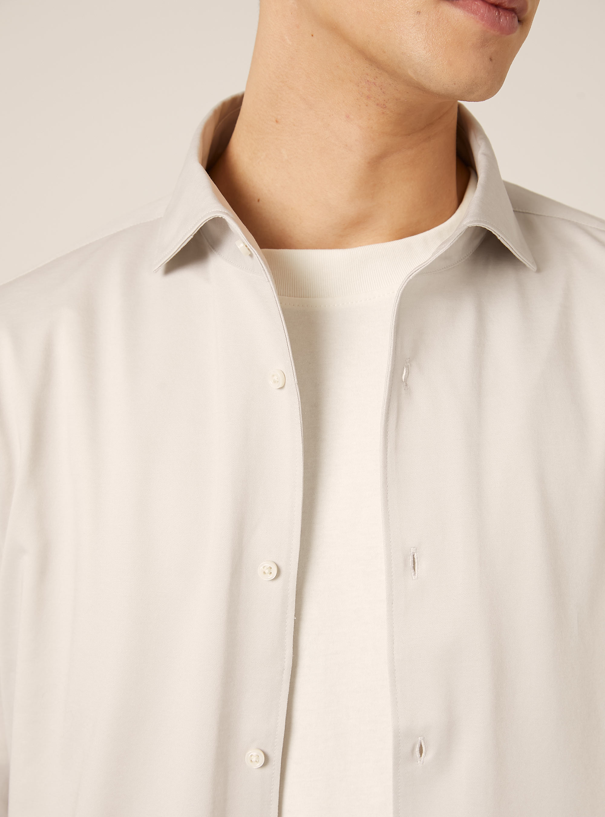 Traveller-Hemd aus Jersey, MBG3 BEIGE MEL LIGHT