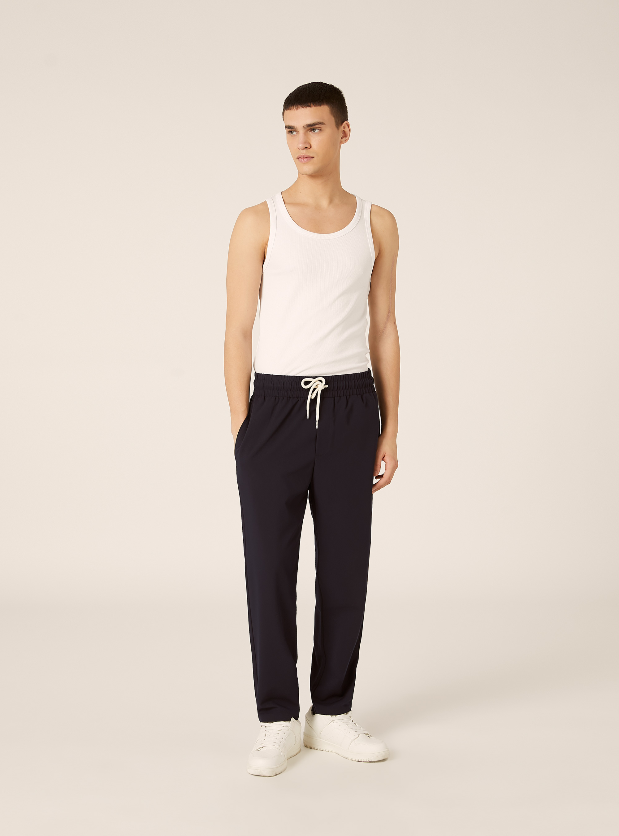 Slim Fit Ribbed Cotton Tank Top, WH3 WHITE
