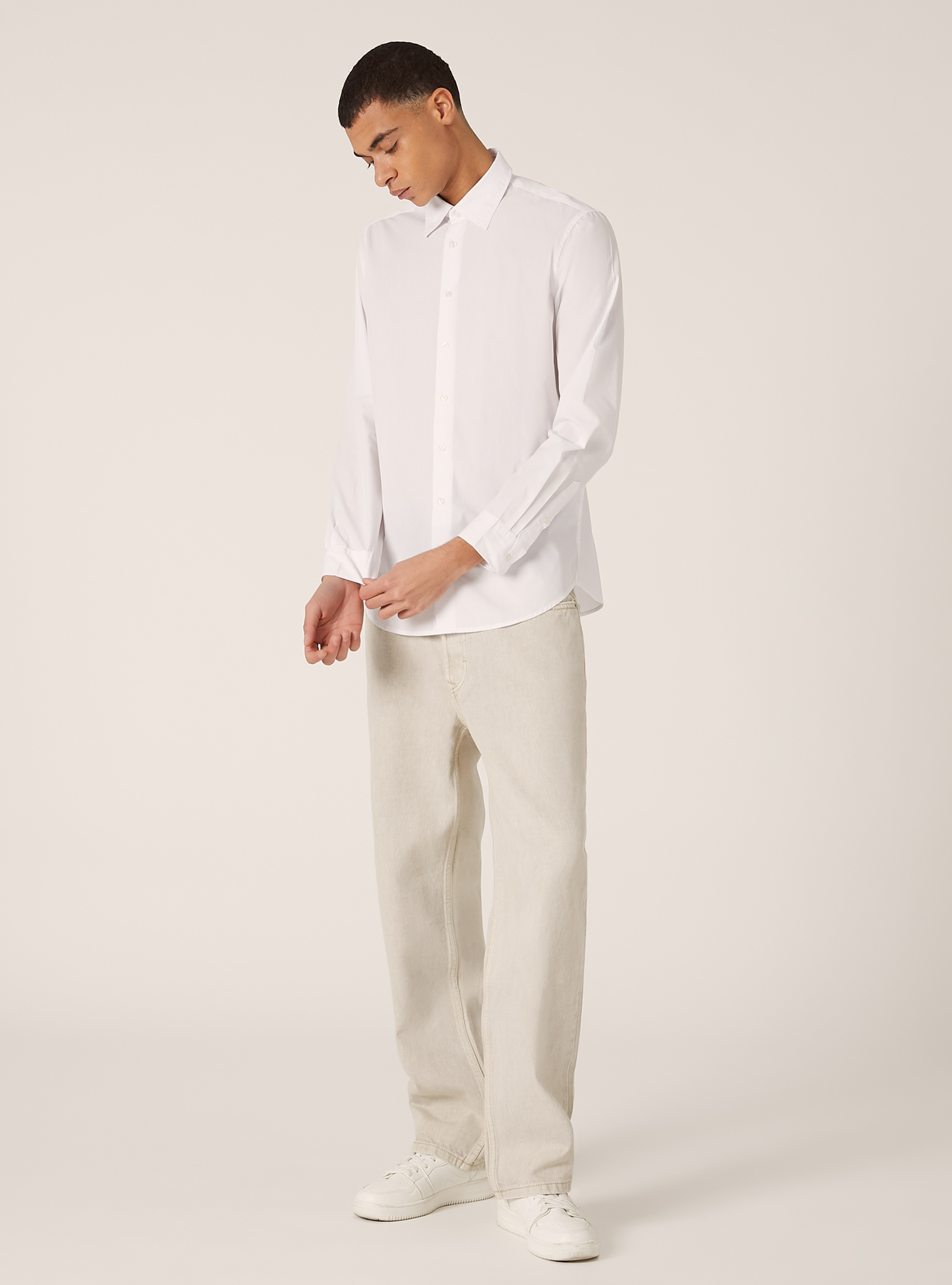 Chemise &agrave; manches longues unie, WH1 OFF WHITE
