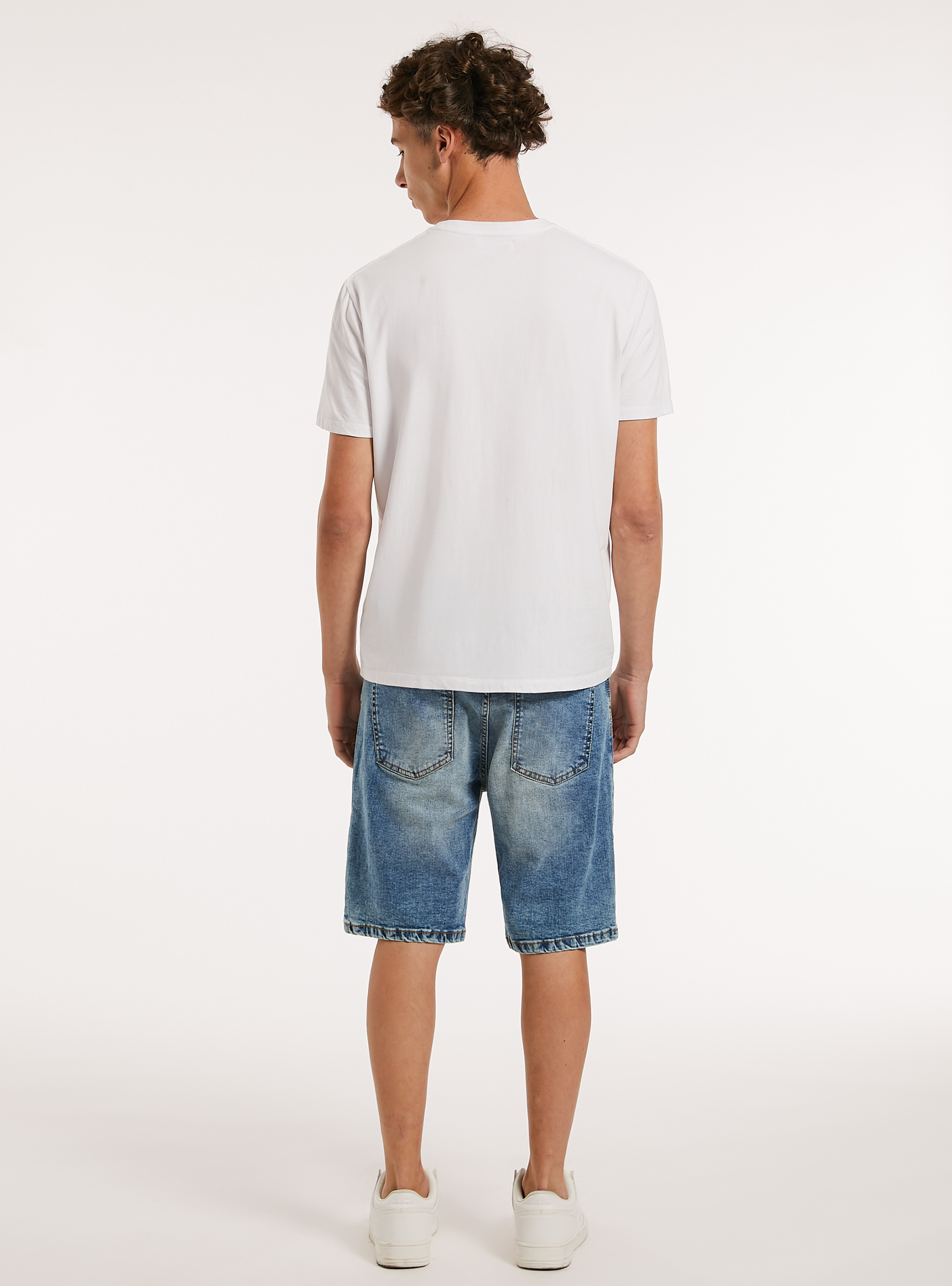 Bermudas de denim el&aacute;stico, D003 MEDIUM BLUE