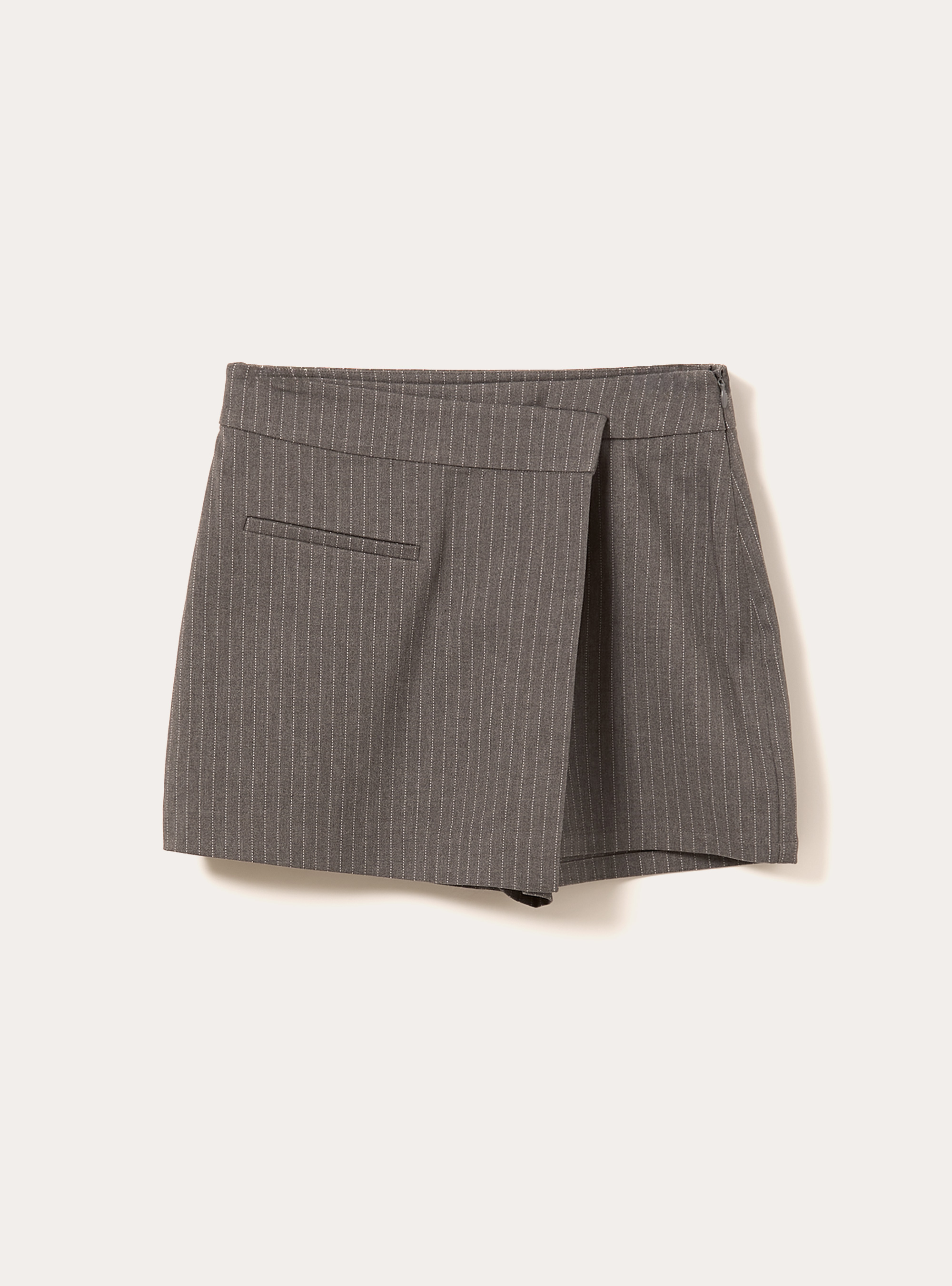 Jupe-short crois&eacute;e &agrave; motifs, MGY1 GREY MEL DARK