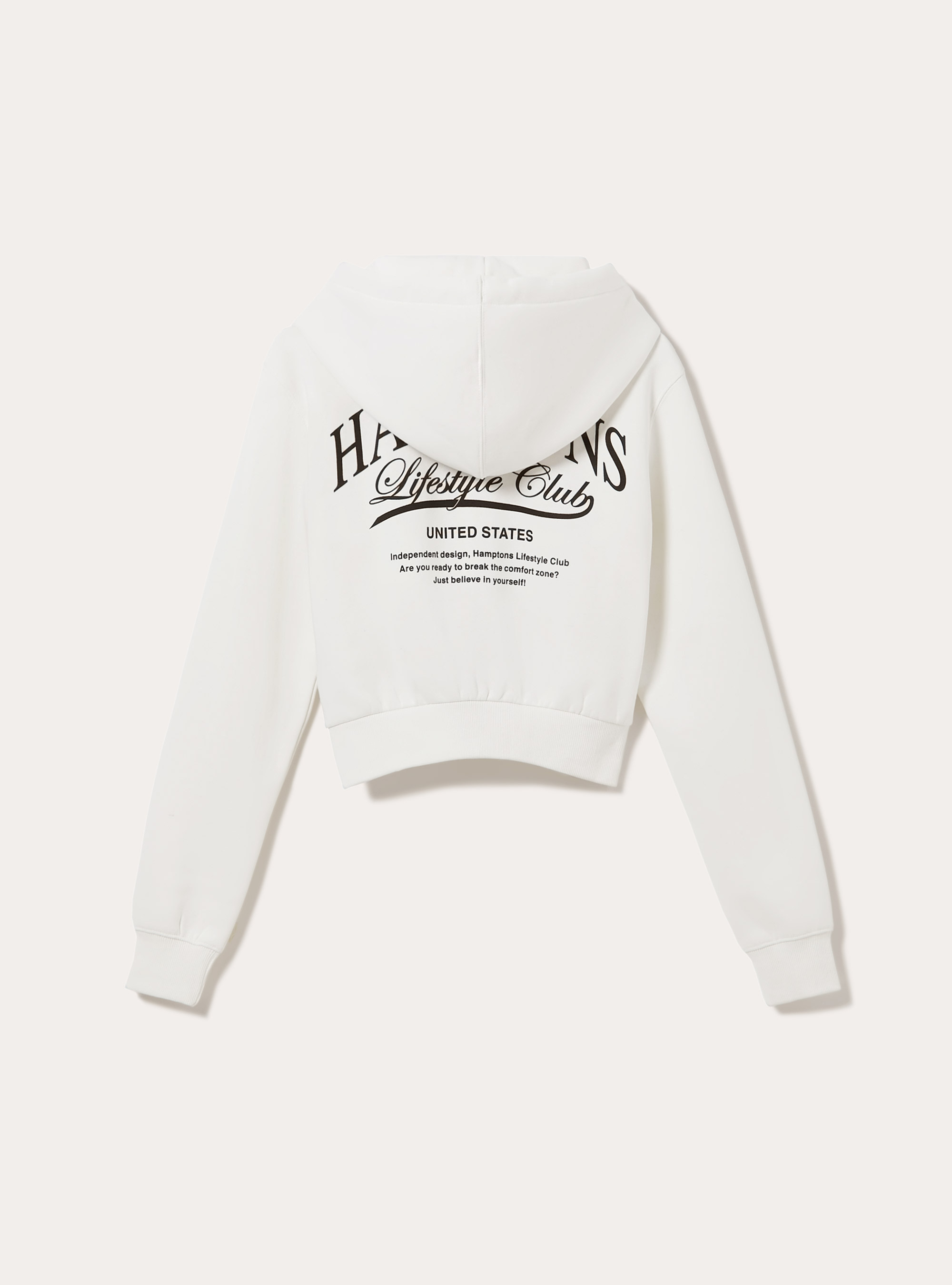 Sweatshirt court avec fermeture &eacute;clair et imprim&eacute;, WH2 WHITE