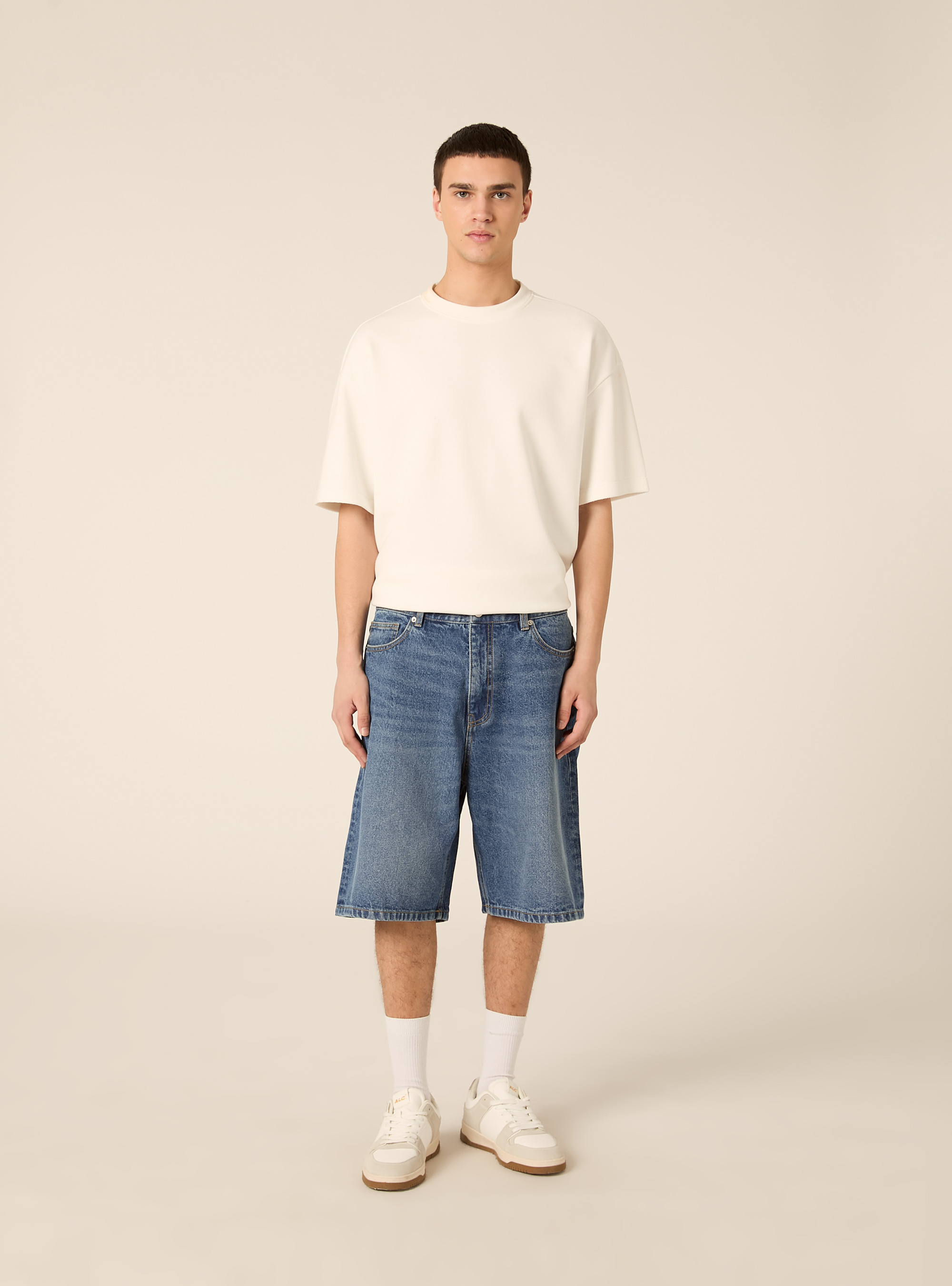 Bermuda ample en denim, D003 MEDIUM BLUE