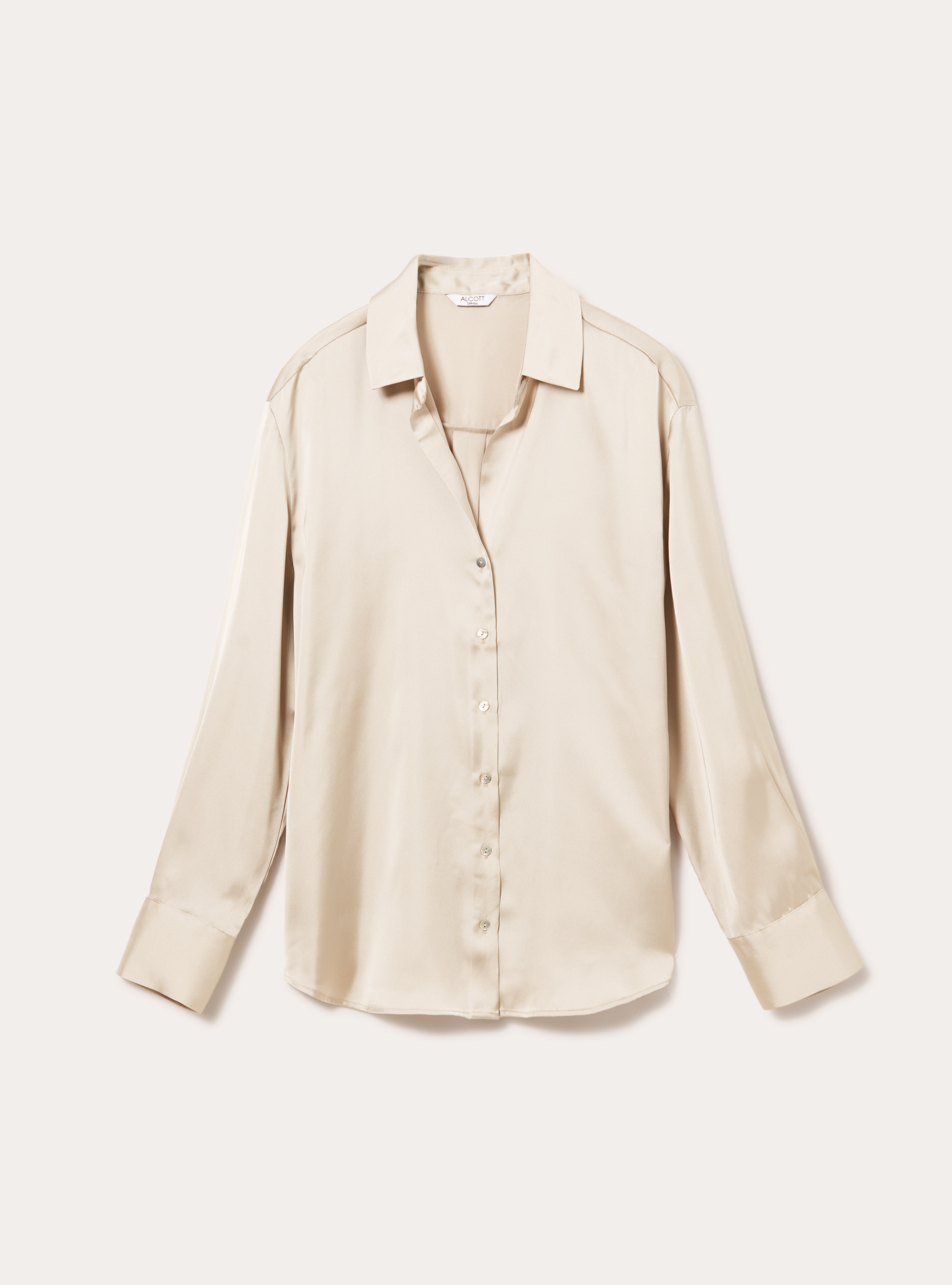 Chemise en satin uni, BG2 BEIGE MEDIUM